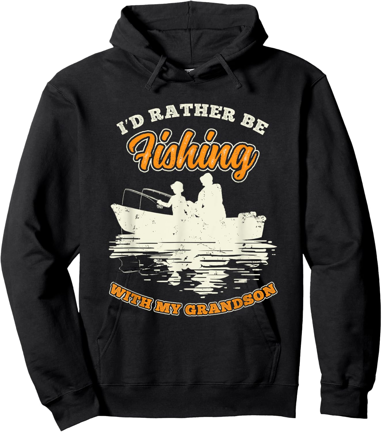 Id Rather Be Fishing With My Grandson Grandpa Fathers Day Hoodie - Hoodie | Black