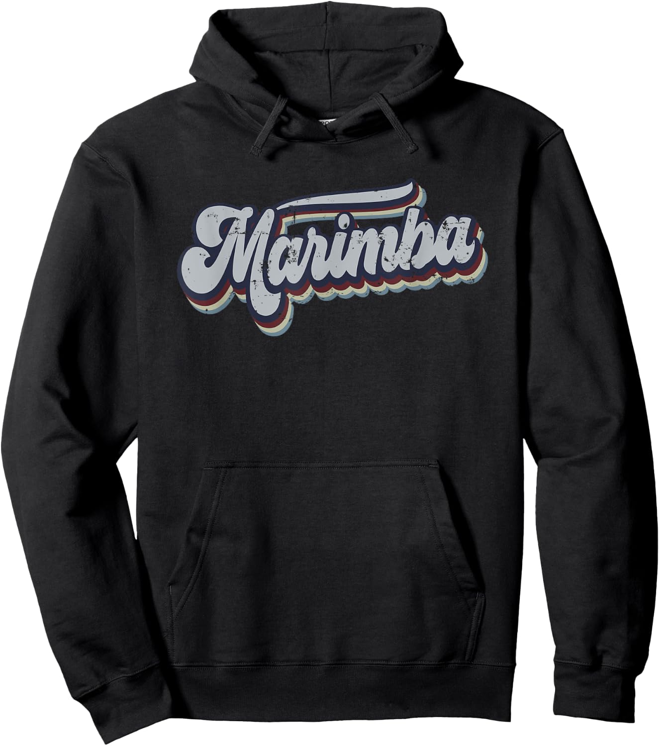 Marimba Retro Vintage Distressed Rainbow Gift Hoodie - Hoodie | Black