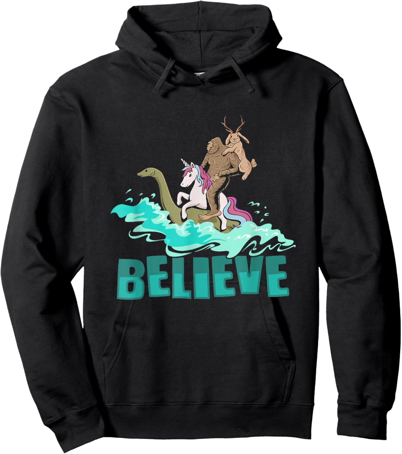 Cryptozoology Cryptid Bigfoot Unicorn Loch Ness Jackalope Hoodie - Hoodie | Black