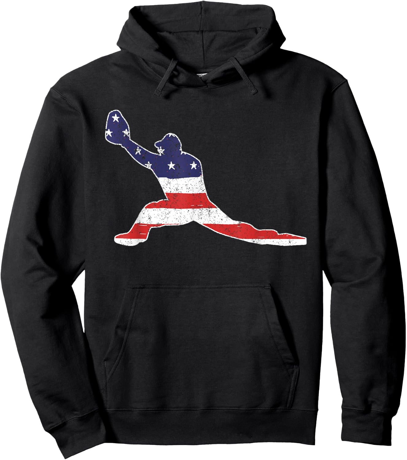 Vintage Baseball First Baseman Cool Baseball First Base Flag Hoodie - Hoodie | Black