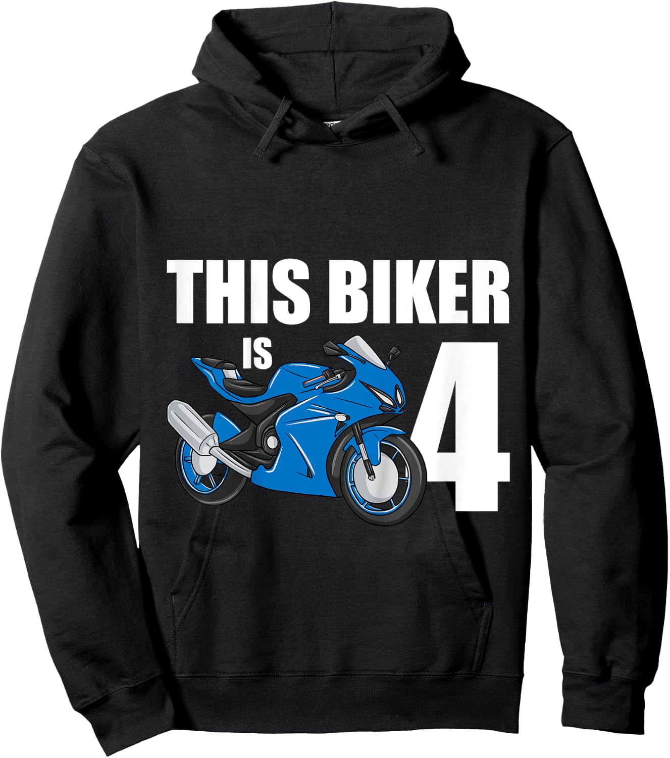 Kids Motorcycle 4th Birthday 4 Year Old Toddler Boys Hoodie - Hoodie | Black