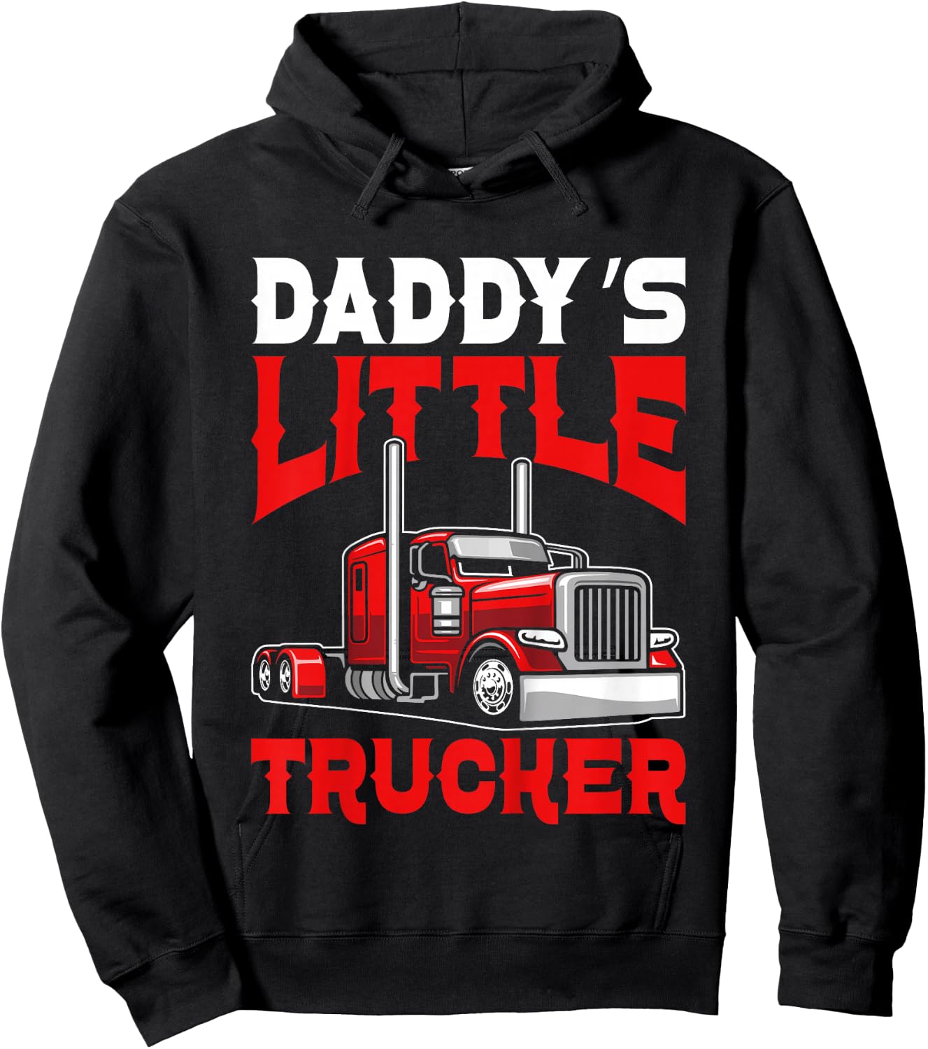 Kids Daddy's little trucker Funny Boys Semi truck Hoodie - Hoodie | Black