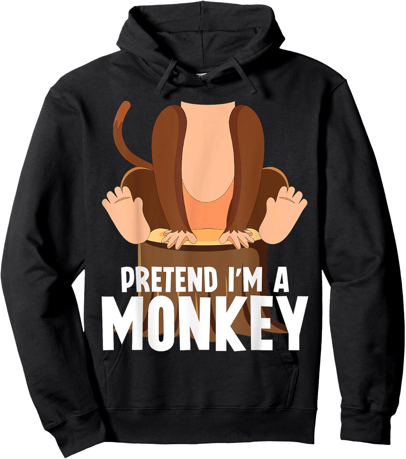 Pretend I'm A Monkey Funny Halloween Lazy Costume Monkey Hoodie - Hoodie | Black