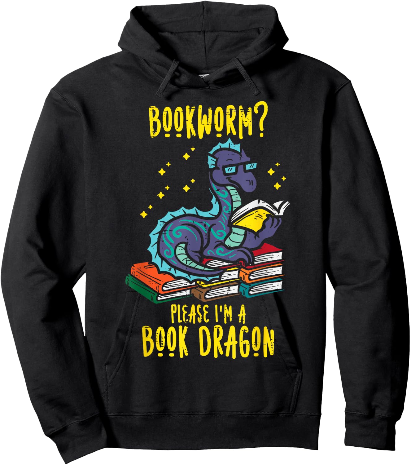 Bookworm Im A Book Dragon Funny Reading Boys Kids Librarian Hoodie - Hoodie | Black