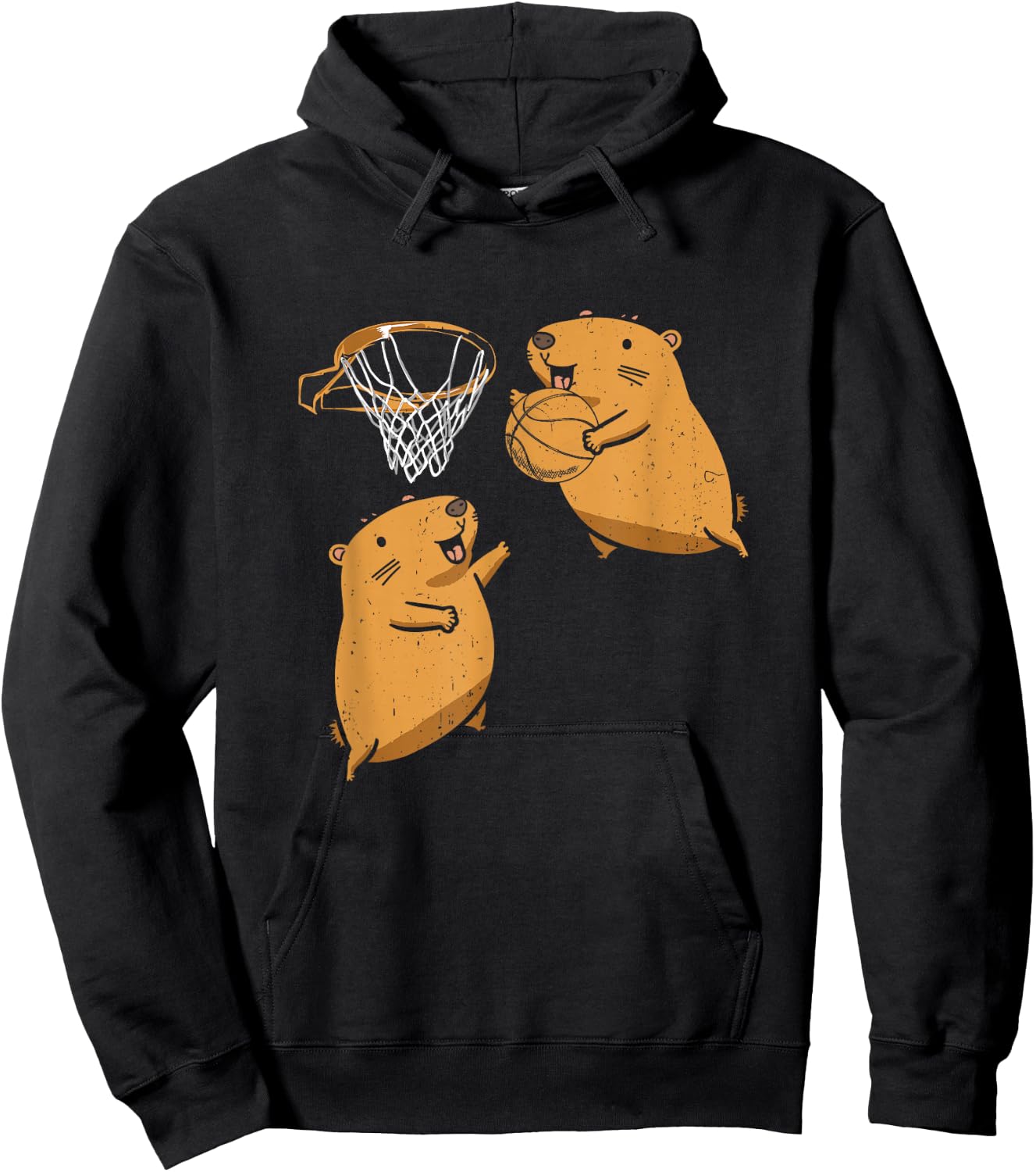 Capybara Playing Basketball Sports Rodent Animal Lover Hoodie - Hoodie | Black