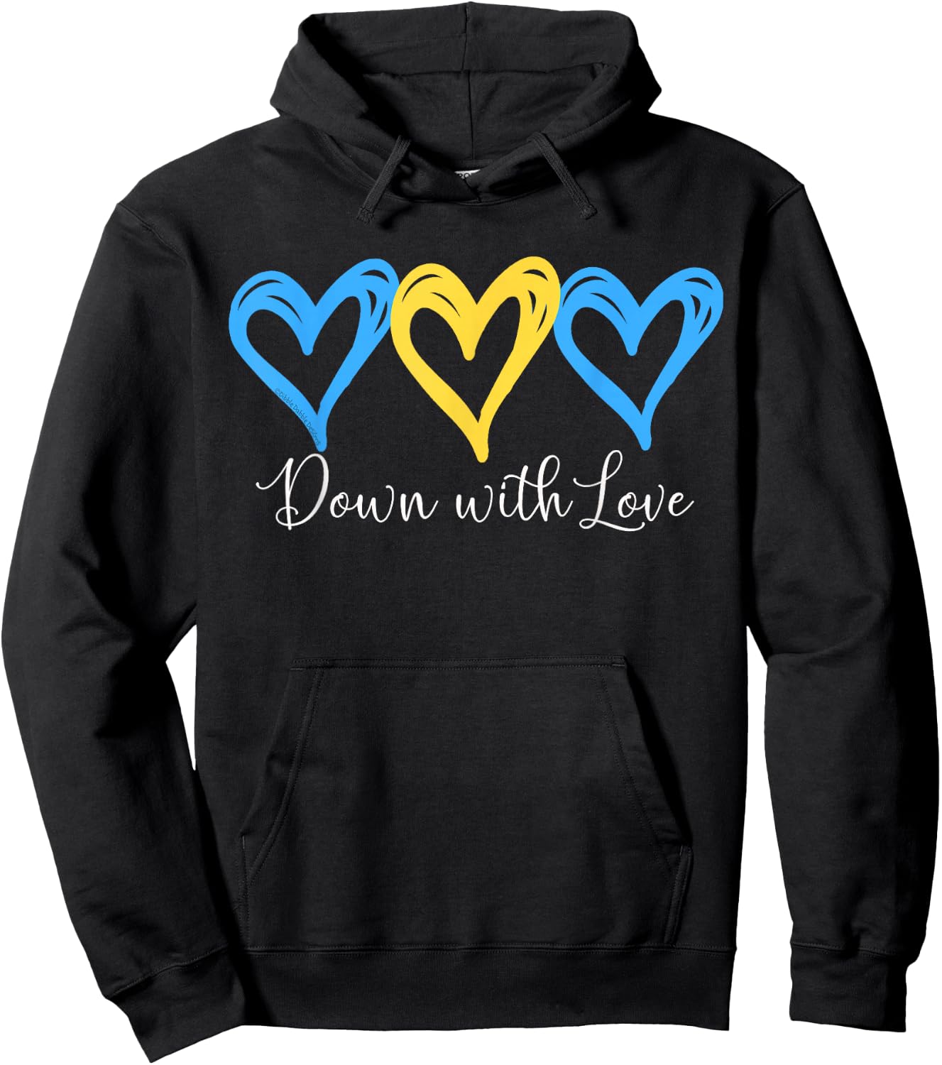 Pretty Down With Love World Down Syndrome Awareness Day Hoodie - Hoodie | Black