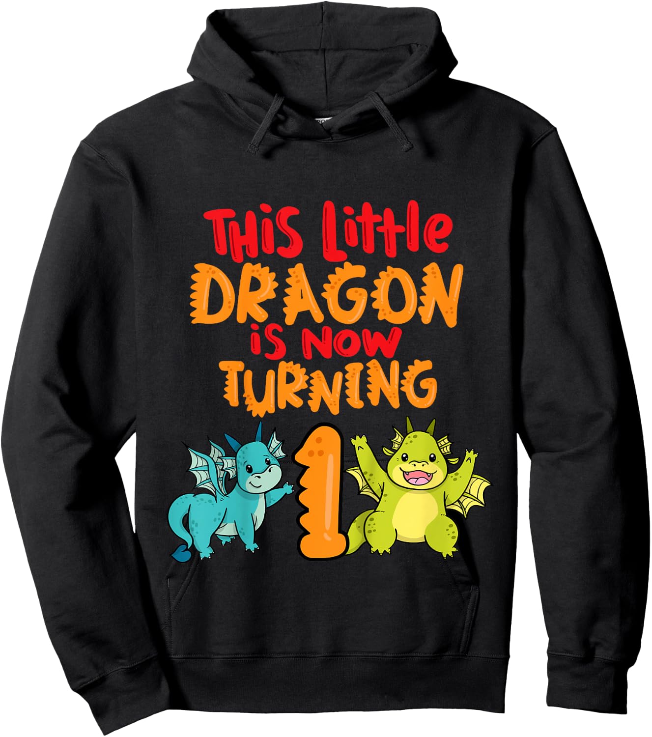 1st Birthday Boy Girl This little dragon is now turning 1 Hoodie - Hoodie | Black