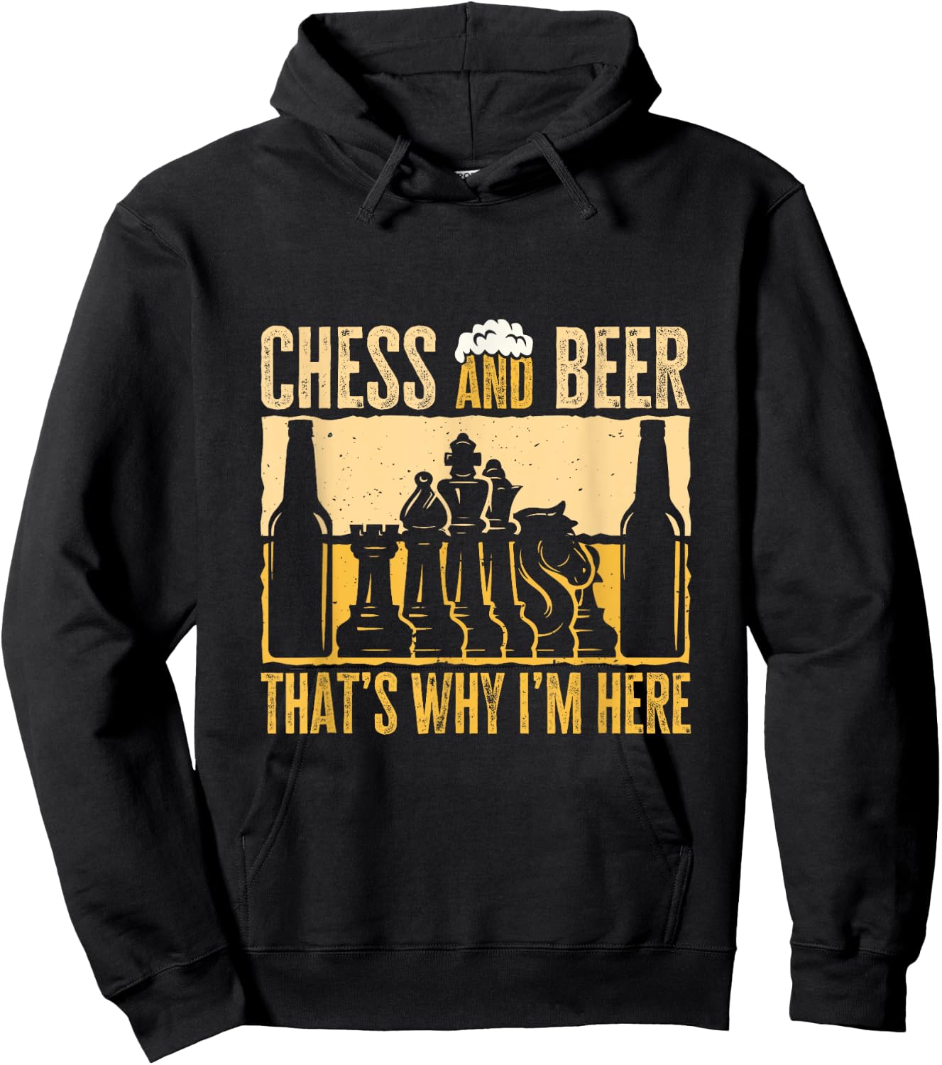 Chess And Beer, That's Why I'm Here. Funny Beer Chess Lover Hoodie - Hoodie | Black