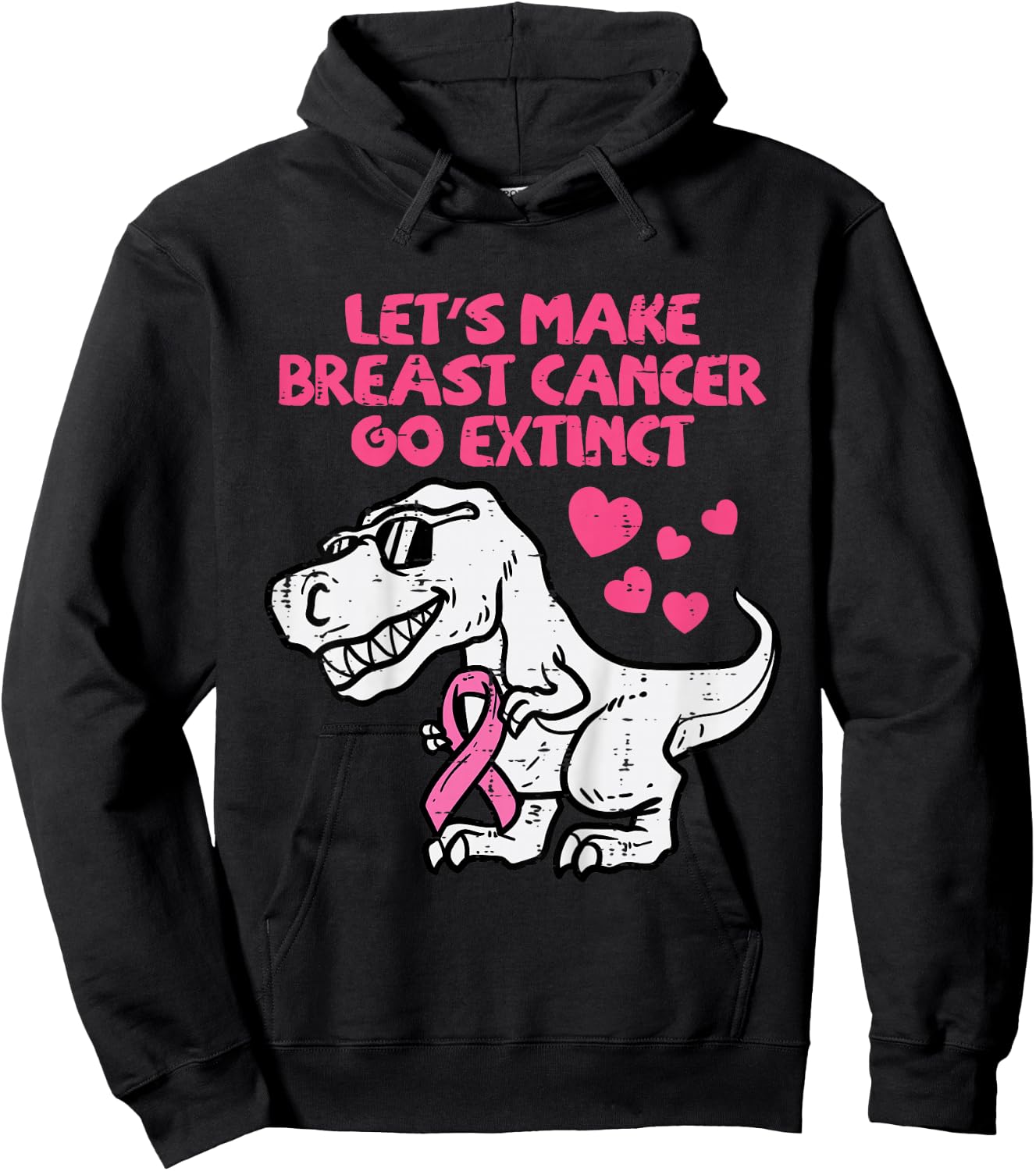 Lets Make Breast Cancer Go Extinct Trex Dino Toddler Boys Hoodie - Hoodie | Black