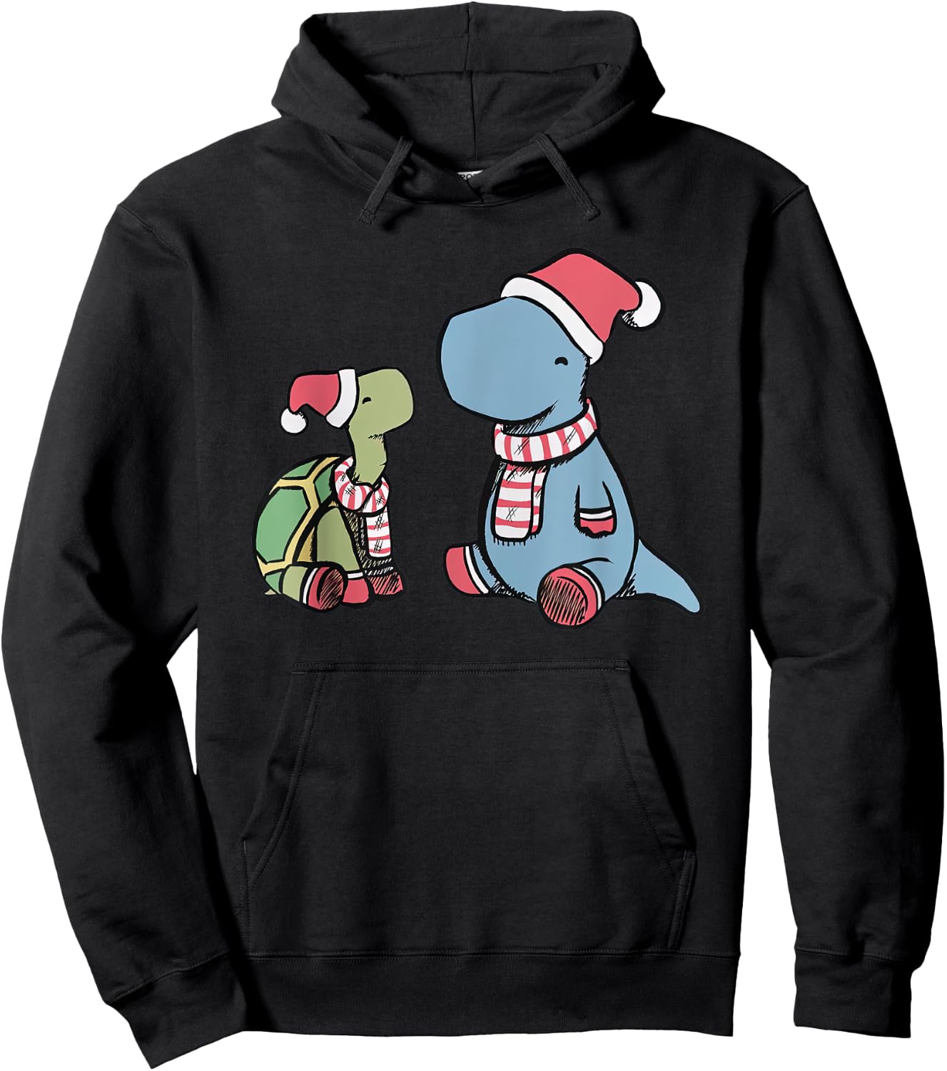 Christmas Tortoise Dino Hoodie - Hoodie | Black