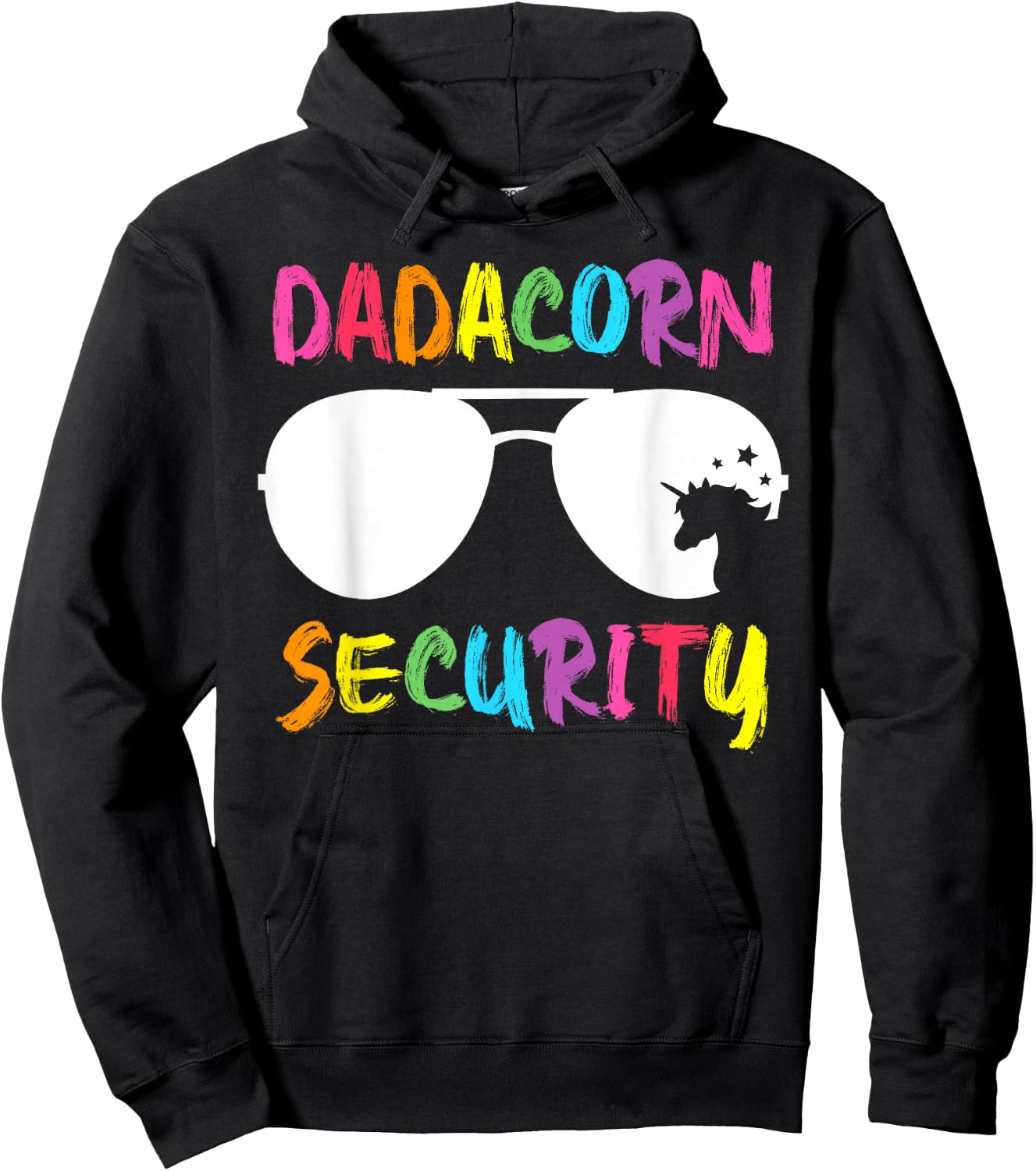Dadacorn Security Unicorn Dad and Girl Papa Fathers Day Gift Hoodie - Hoodie | Black