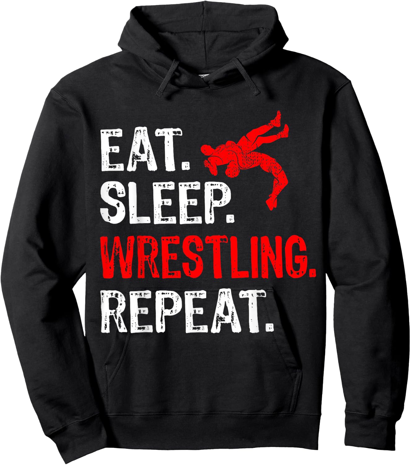 Eat Sleep Wrestling Repeat Wrestling Player Funny Hoodie - Hoodie | Black