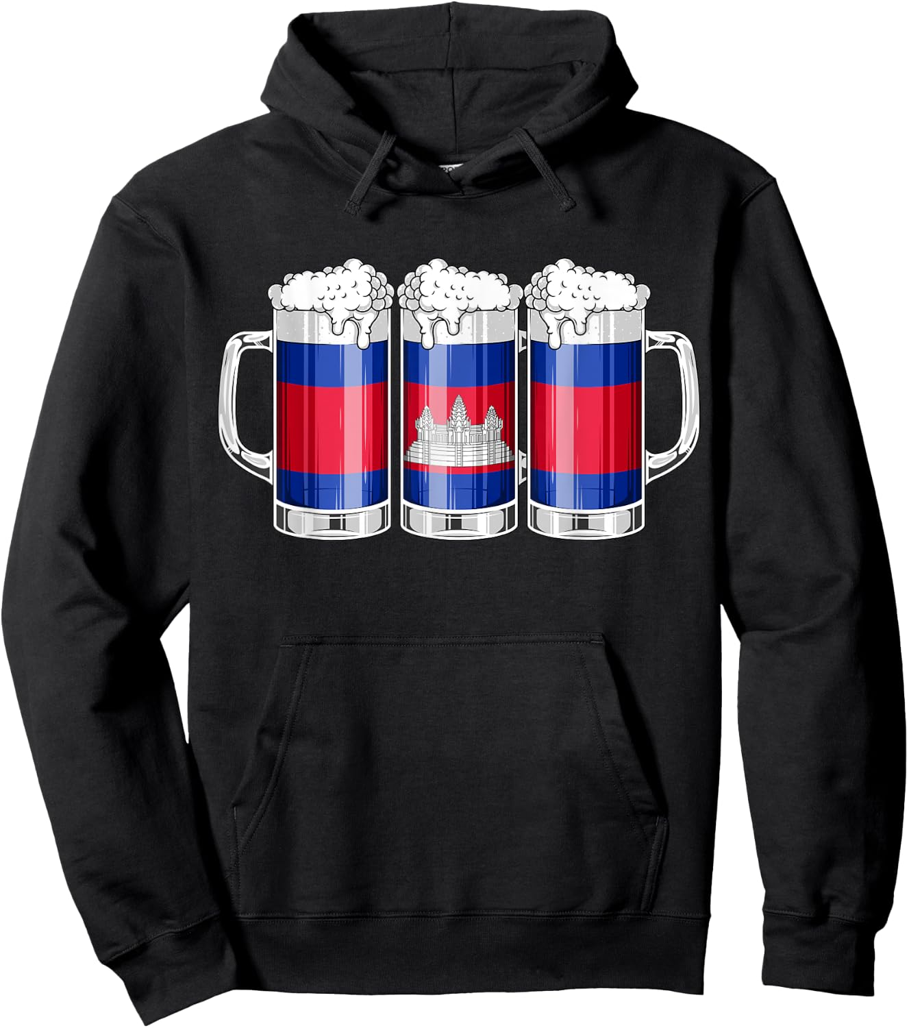 Beer Cambodian Shirt - Beer Cambodia Flag Patriotic Hoodie - Hoodie | Black