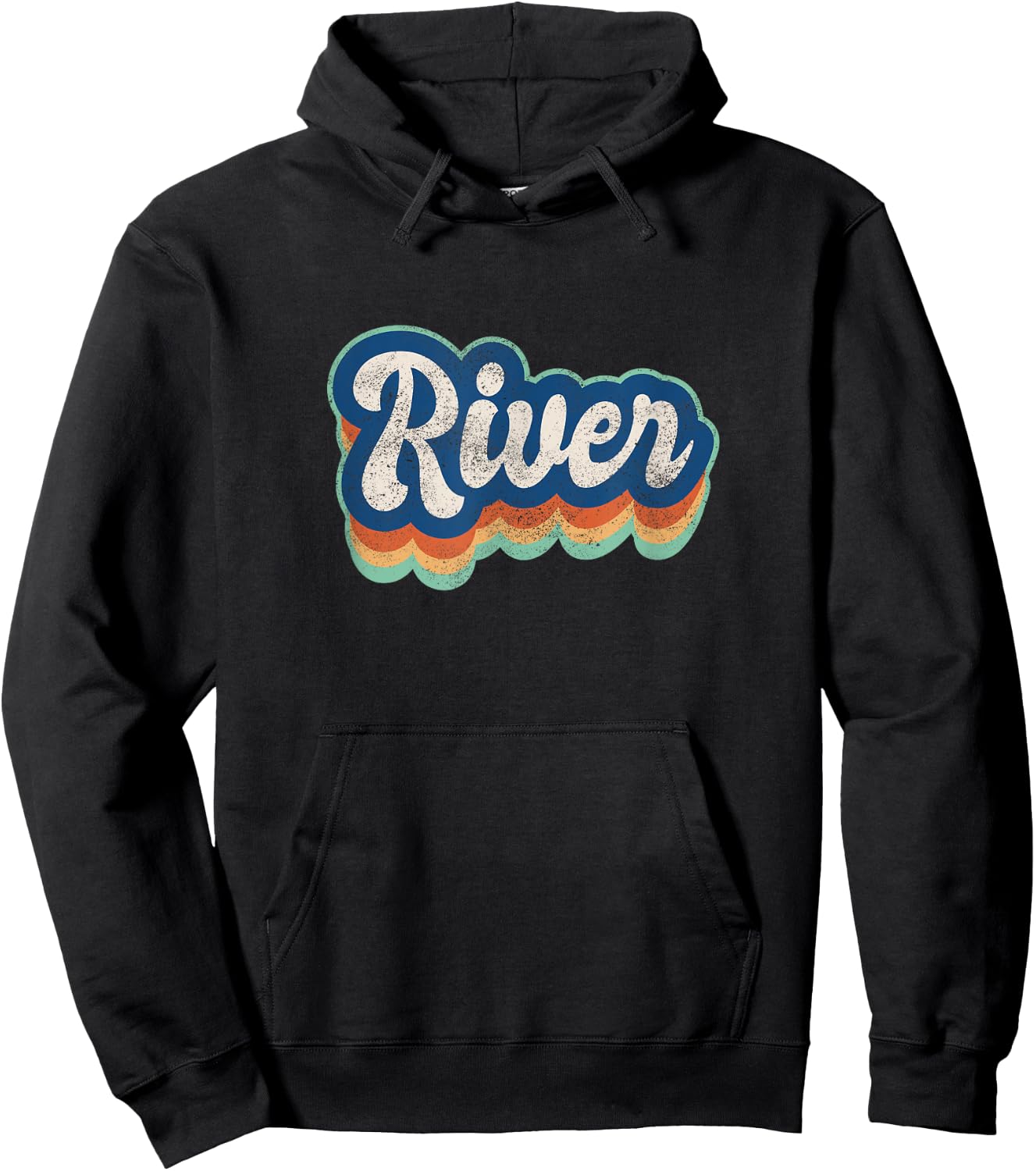 River First Name Boy Vintage Style 70s 80s Personalized Hoodie - Hoodie | Black