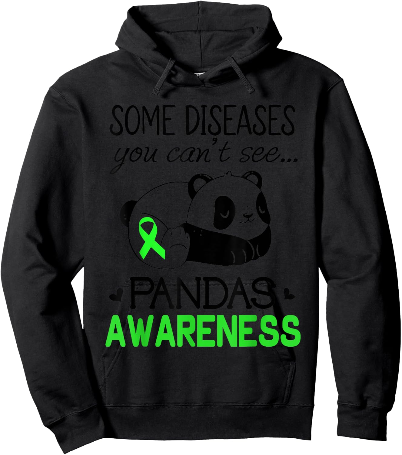 Pandas Pans Awareness Shirt Green Ribbon Pans Disease Hoodie - Hoodie | Black
