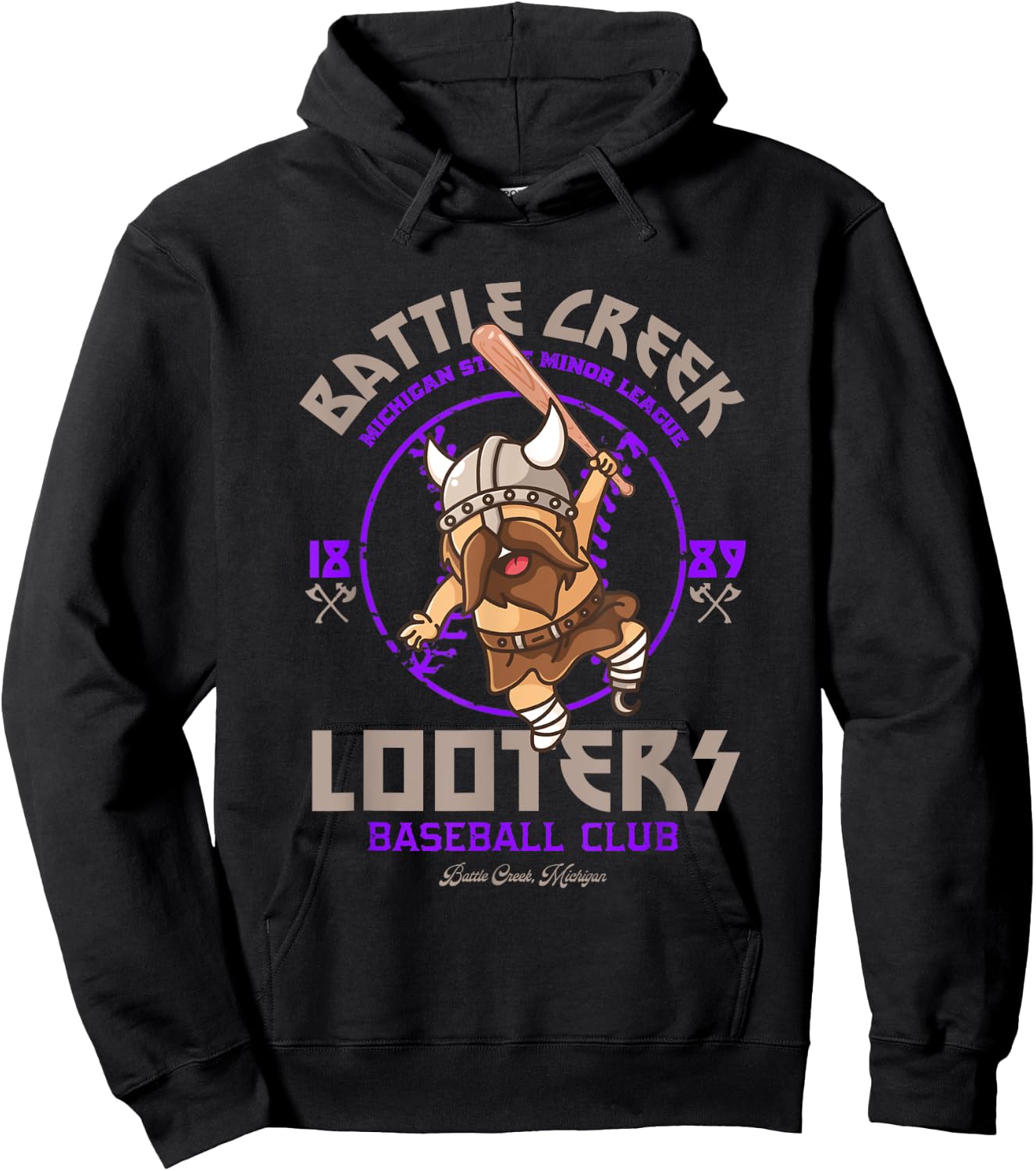 Battle Creek Looters Retro Minor League Baseball Team Hoodie - Hoodie | Black