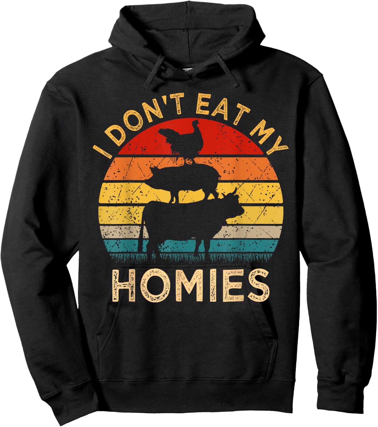 Vegetarian I Don't Eat My Homies | Turkey Day Thanksgiving Hoodie - Hoodie | Black