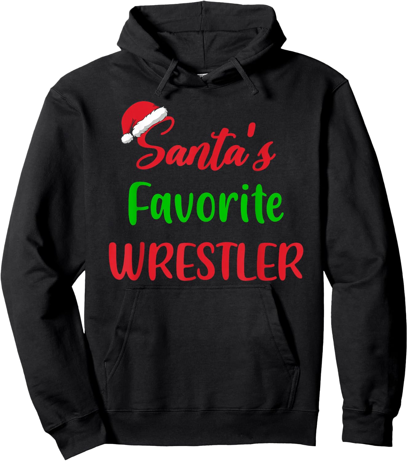 Santas Favorite Wrestler Funny Gift Wrestling Christmas Hoodie - Hoodie | Black