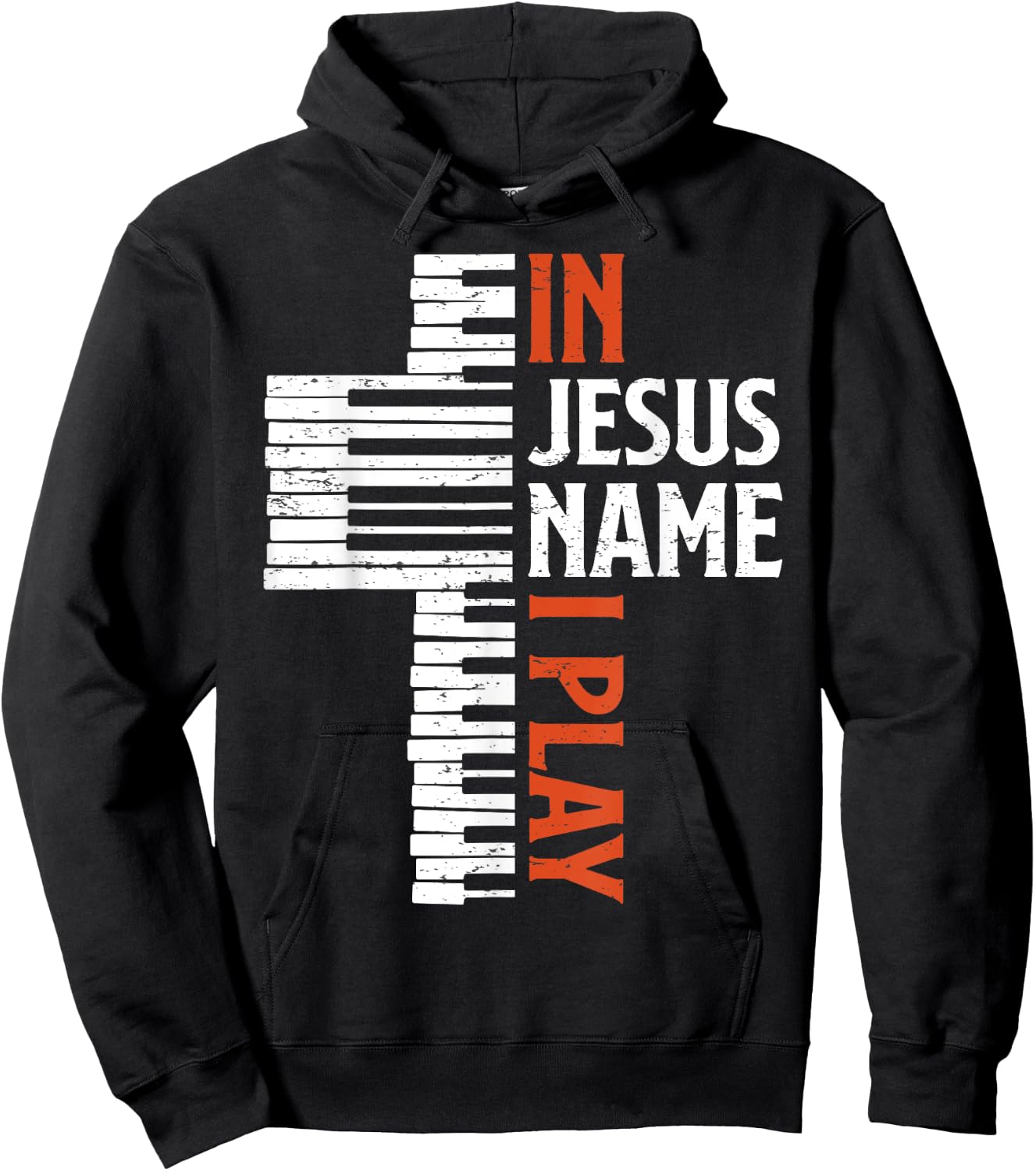 In Jesus Name I Play Christian Piano Player Pianist Keyboard Hoodie - Hoodie | Black
