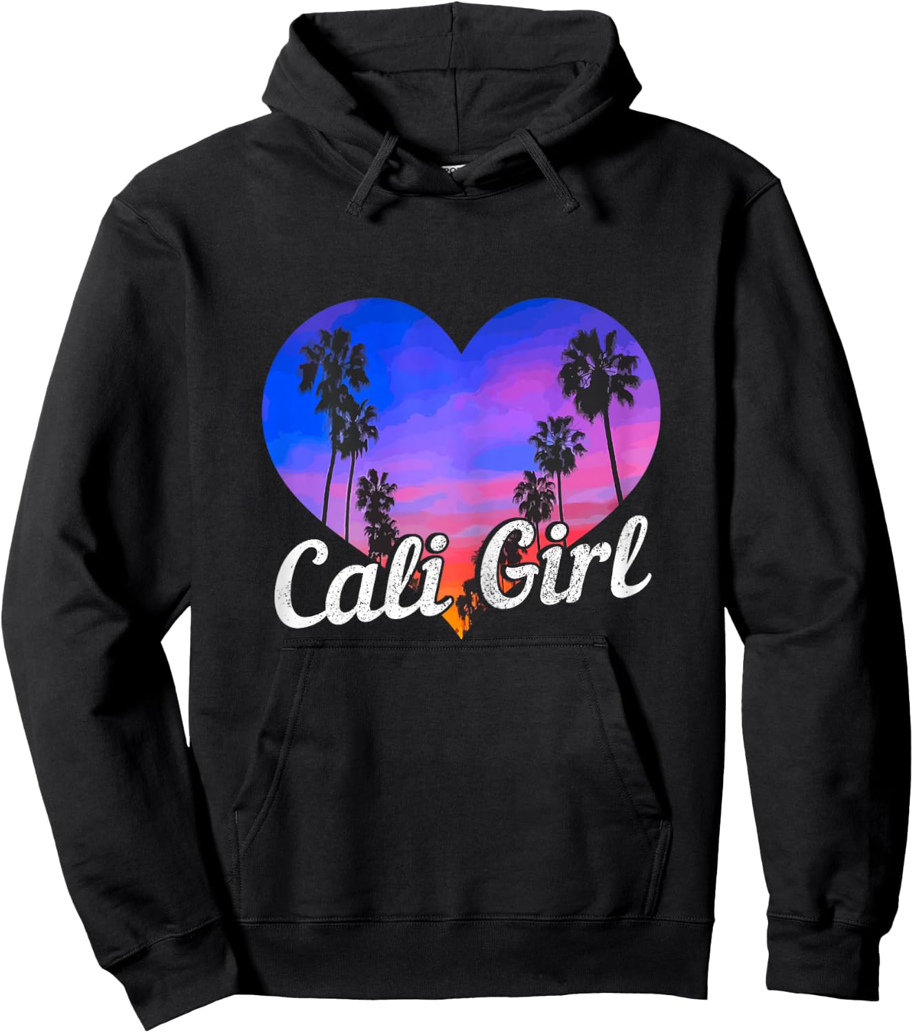 Cali Girl California Heart Retro Vintage Style Hoodie - Hoodie | Black