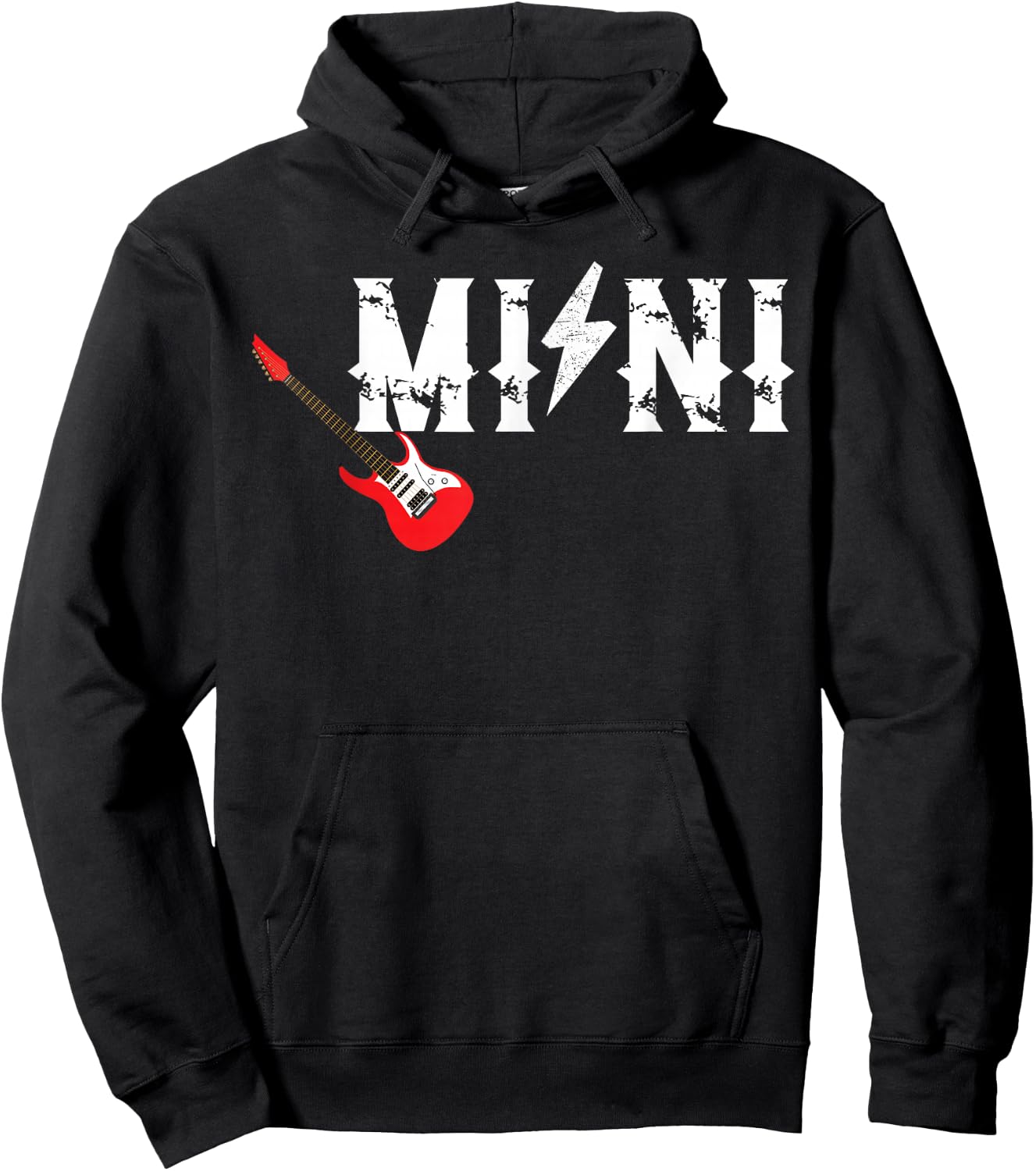 Mini Rockin One Birthday Family Matching Rock Guitar Hoodie - Hoodie | Black