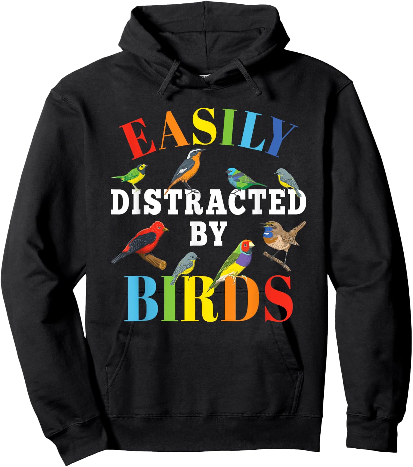 Easily Distracted By Birds Funny Bird Lover Men Women Kids Hoodie - Hoodie | Black