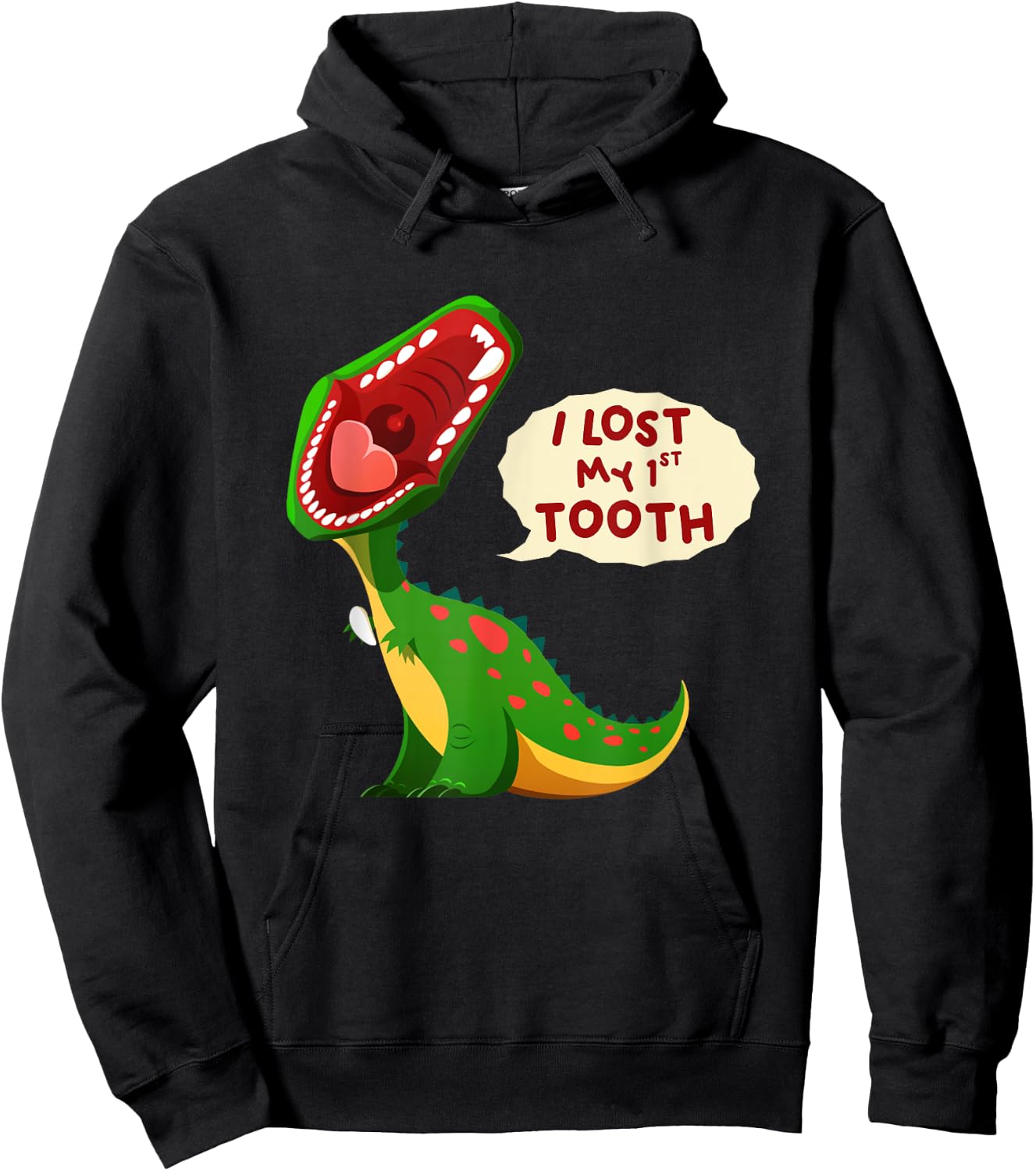 Roaring Dinosaur I Lost My 1st Tooth Funny Tooth Fairy Hoodie - Hoodie | Black