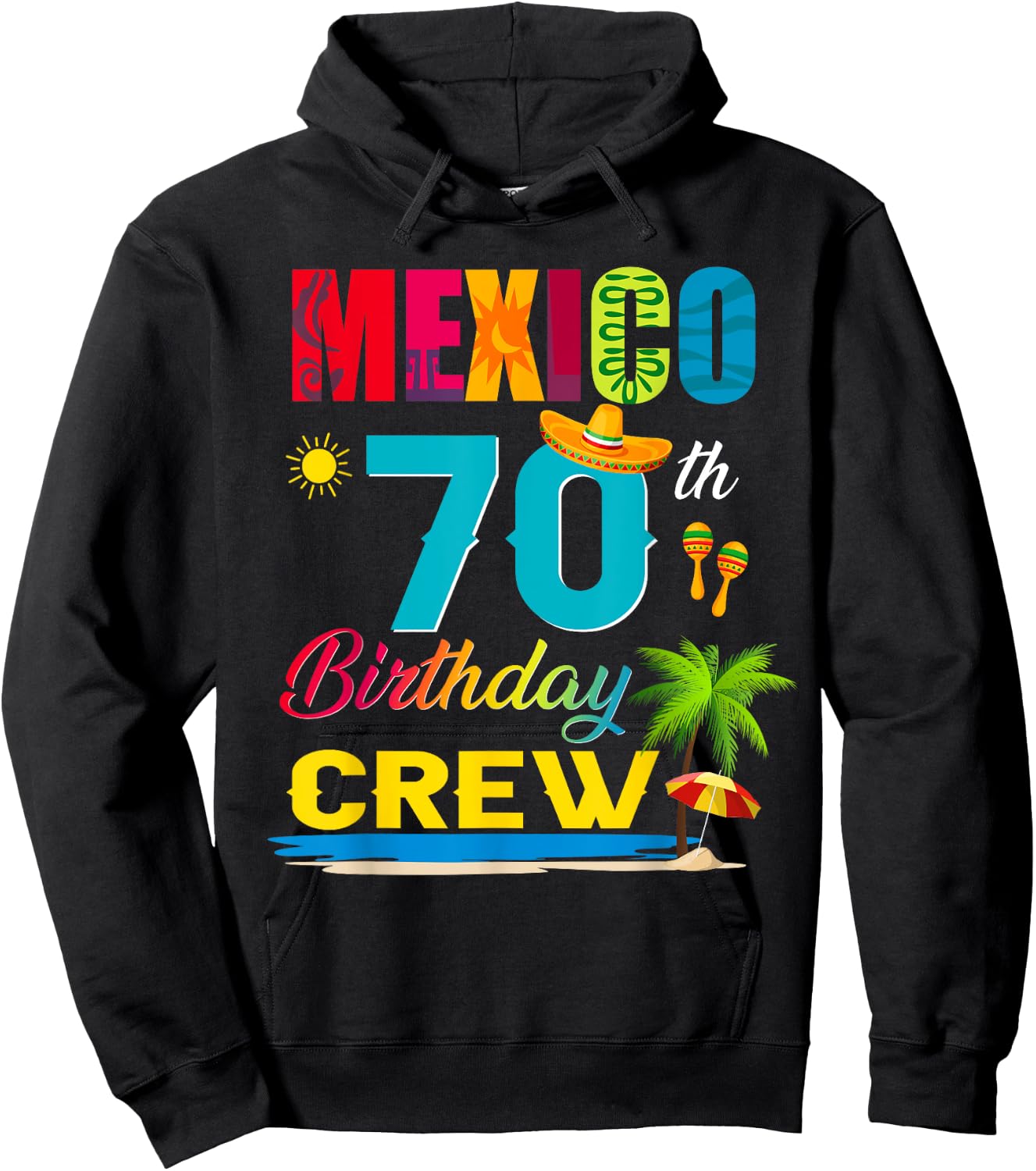 70th Cancun Mexico Birthday Crew Vacation Group Matching Hoodie - Hoodie | Black