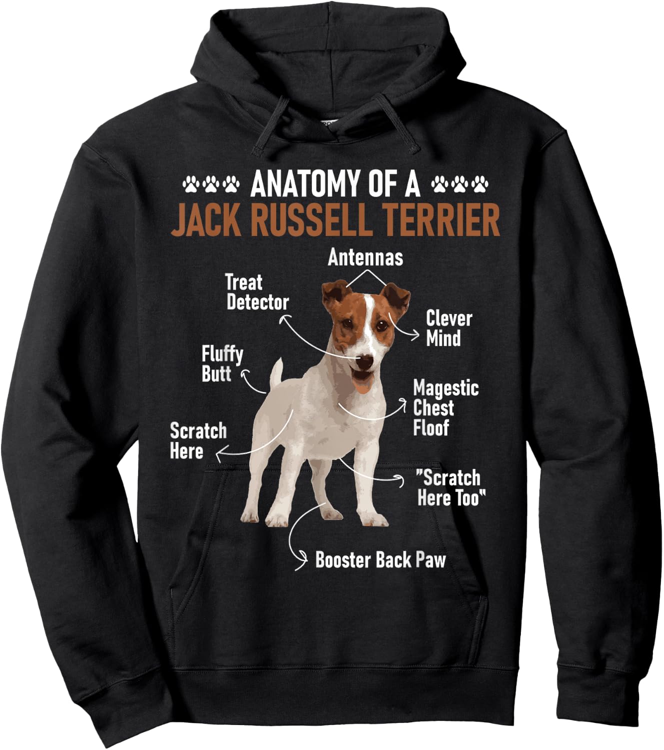 Anatomy Of A Jack Russell Terrier - Dog Owner Animal Lover Women Girls Kids Hoodie - Hoodie | Black