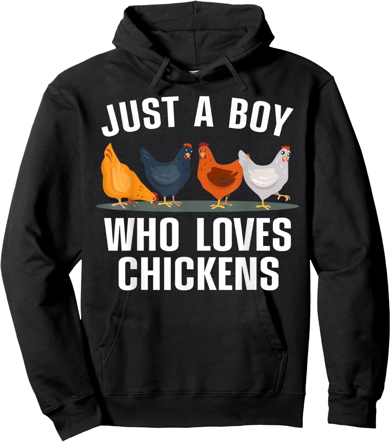Cute Chicken Design Boys Kids Farming Chicken Lover Hoodie - Hoodie | Black