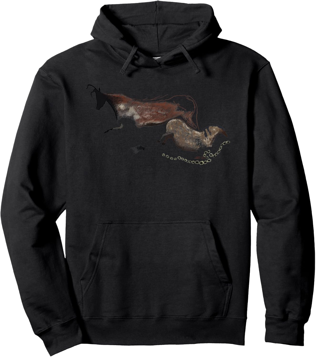 Stone Age Cave Painting of an Ox and Horse from Lascaux Hoodie - Hoodie | Black