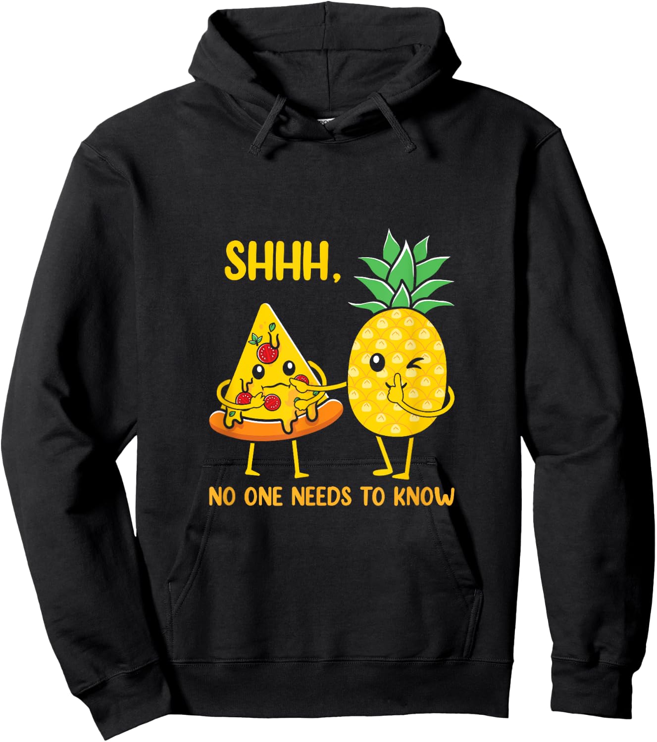 Funny Pineapple Pizza Illustration Hoodie - Hoodie | Black