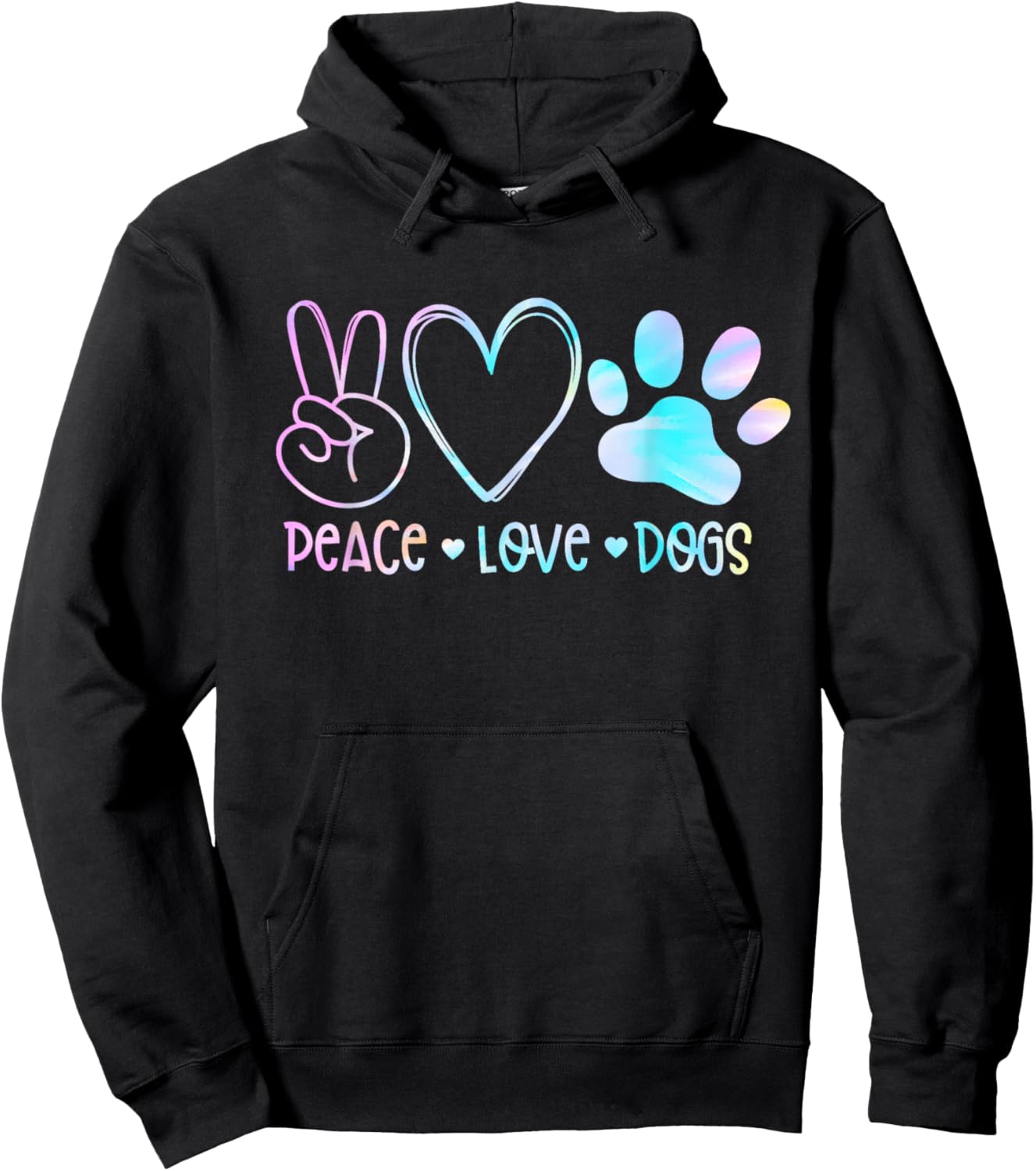 Peace Love Rescue Dog Lover Parent Adopted Tie Dye Pet Owner Women Kids Hoodie - Hoodie | Black