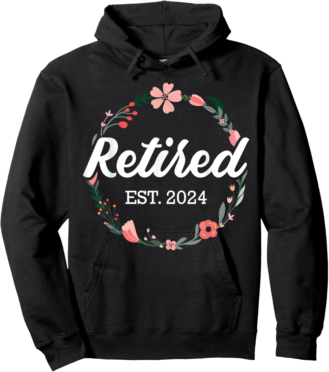 Retired 2024 floral with flowers for grandma in retirement Hoodie - Hoodie | Black