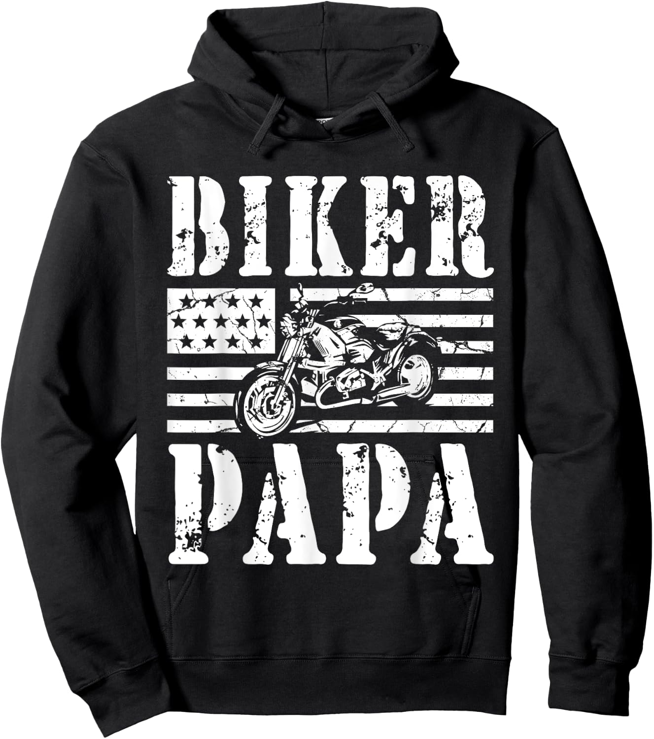 Vintage Papa Biker - Papa Motorcycle Hoodie - Hoodie | Black