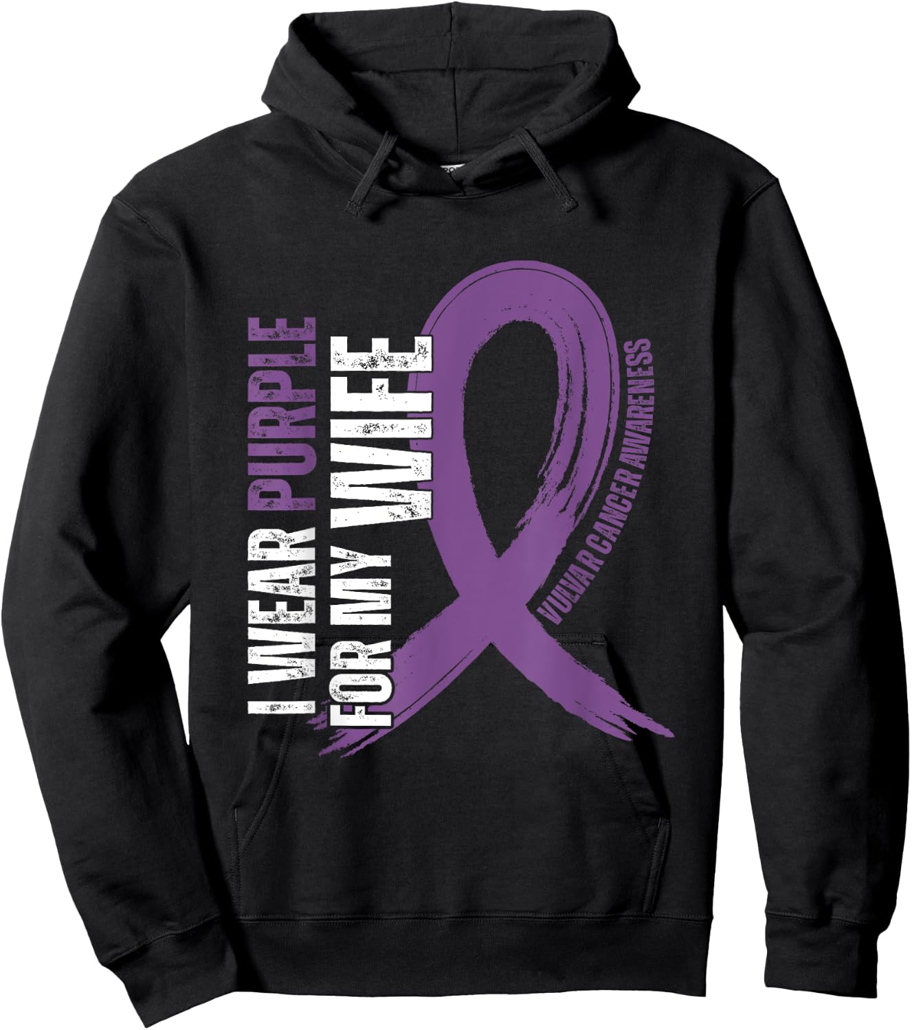 I Wear Purple For My Wife Vulvar Cancer awareness Hoodie - Hoodie | Black