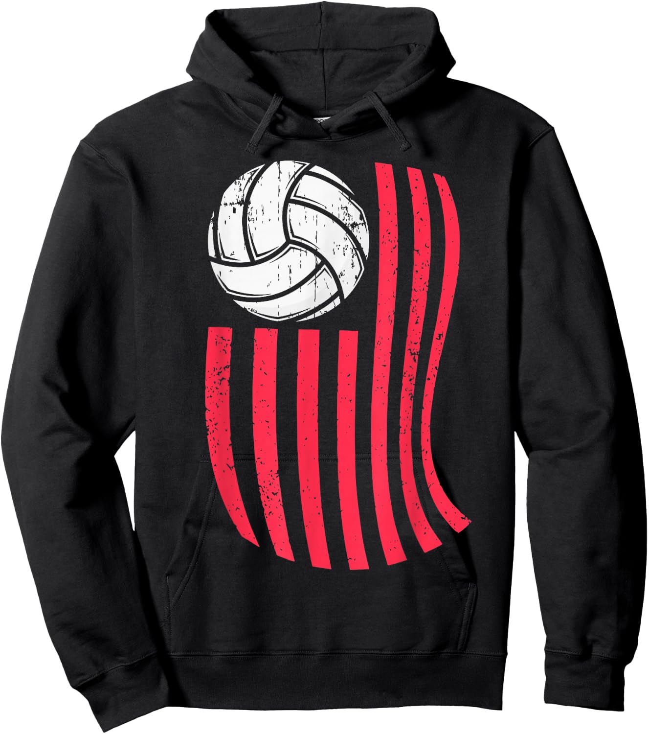 Volleyball USA American Flag Vintage 4th Of July Gift Hoodie - Hoodie | Black