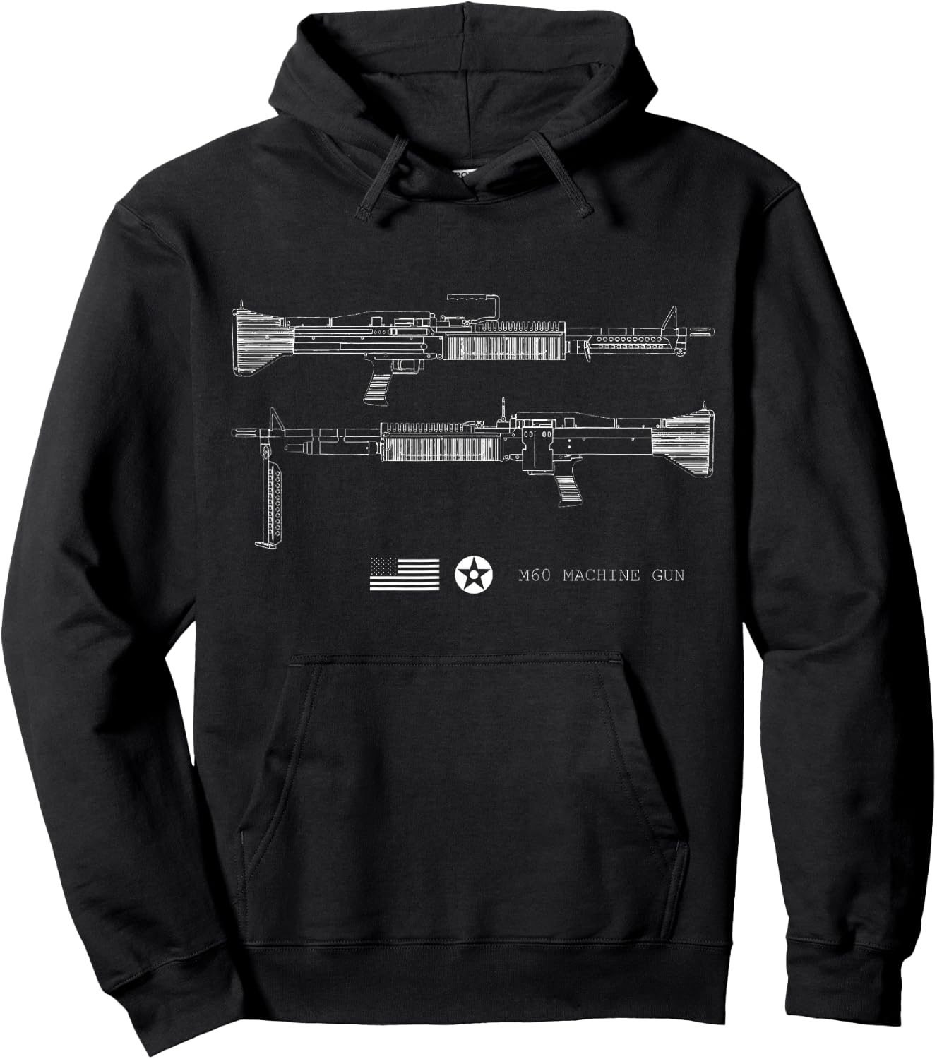 M60 Military Machine Gun Hoodie - Hoodie | Black