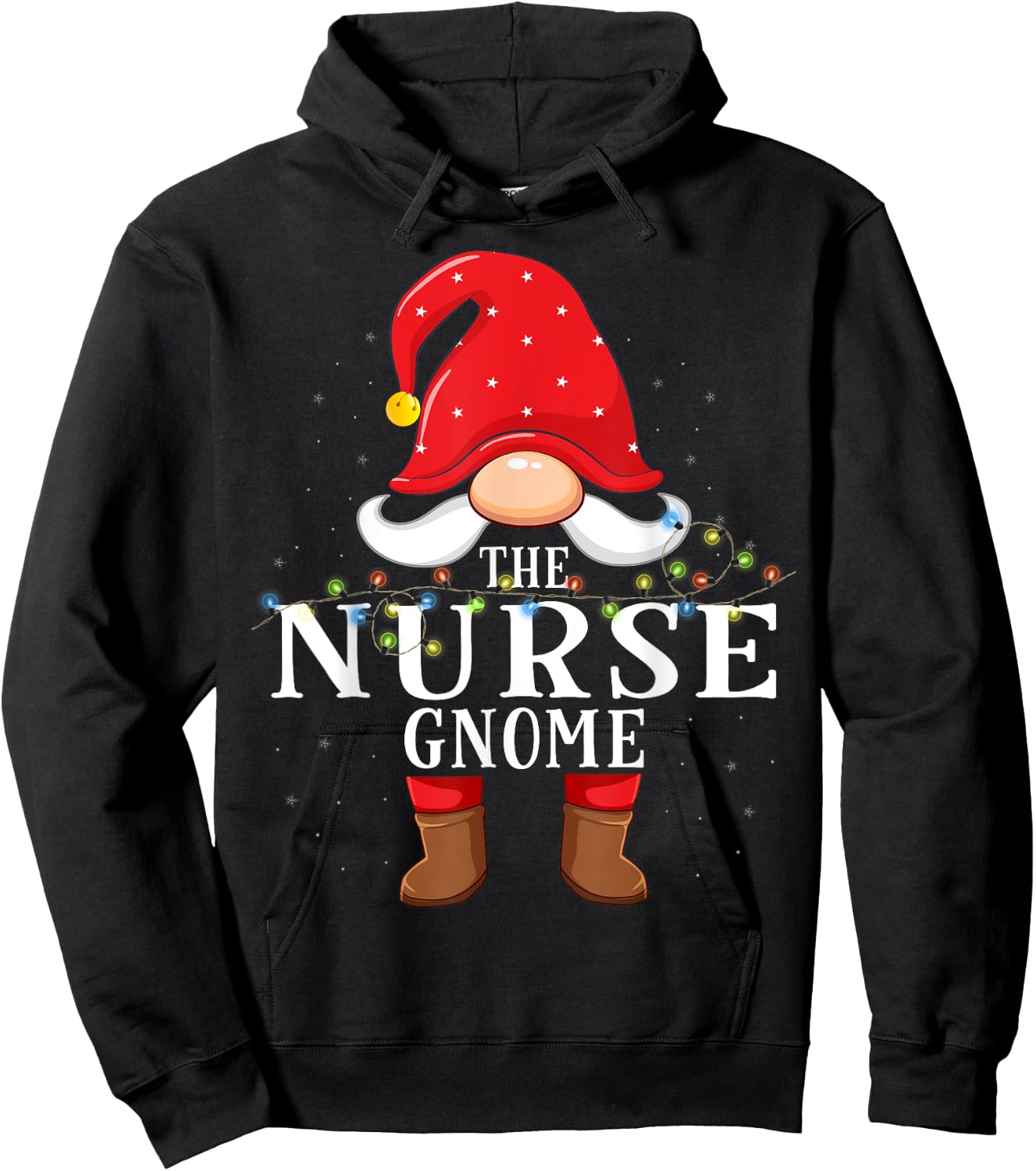 Nurse Gnome Matching Christmas Family Pajama Hoodie - Hoodie | Black