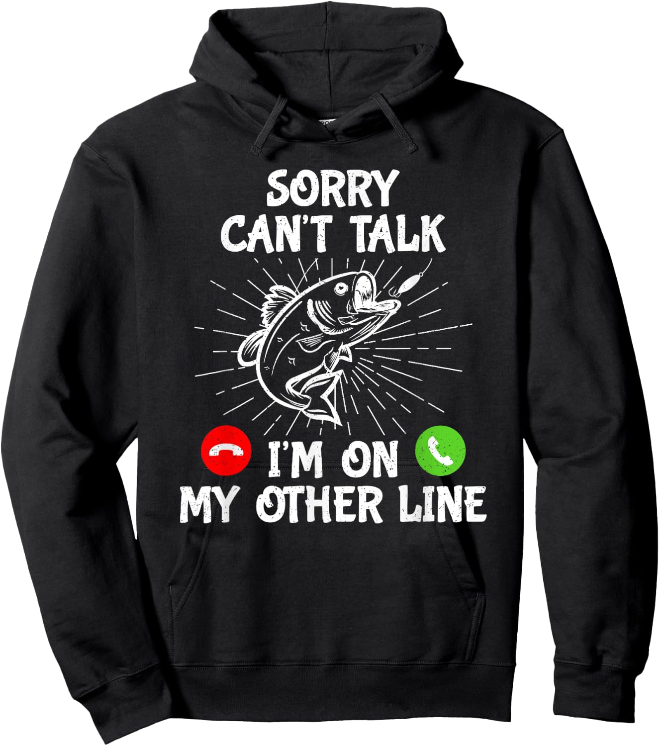 Funny Fishing I'm On My Other Line Fisherman Bass Fishing , Black Hoodie - Hoodie | Black