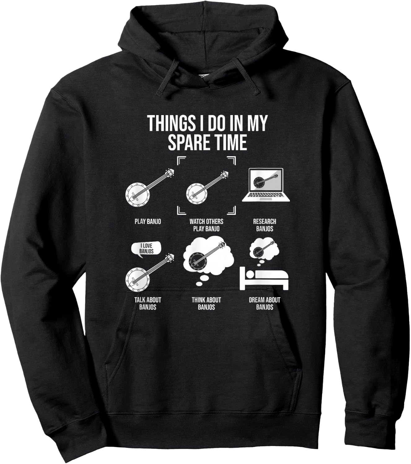 Things I Do In My Spare Time, Banjo Player Hoodie - Hoodie | Black