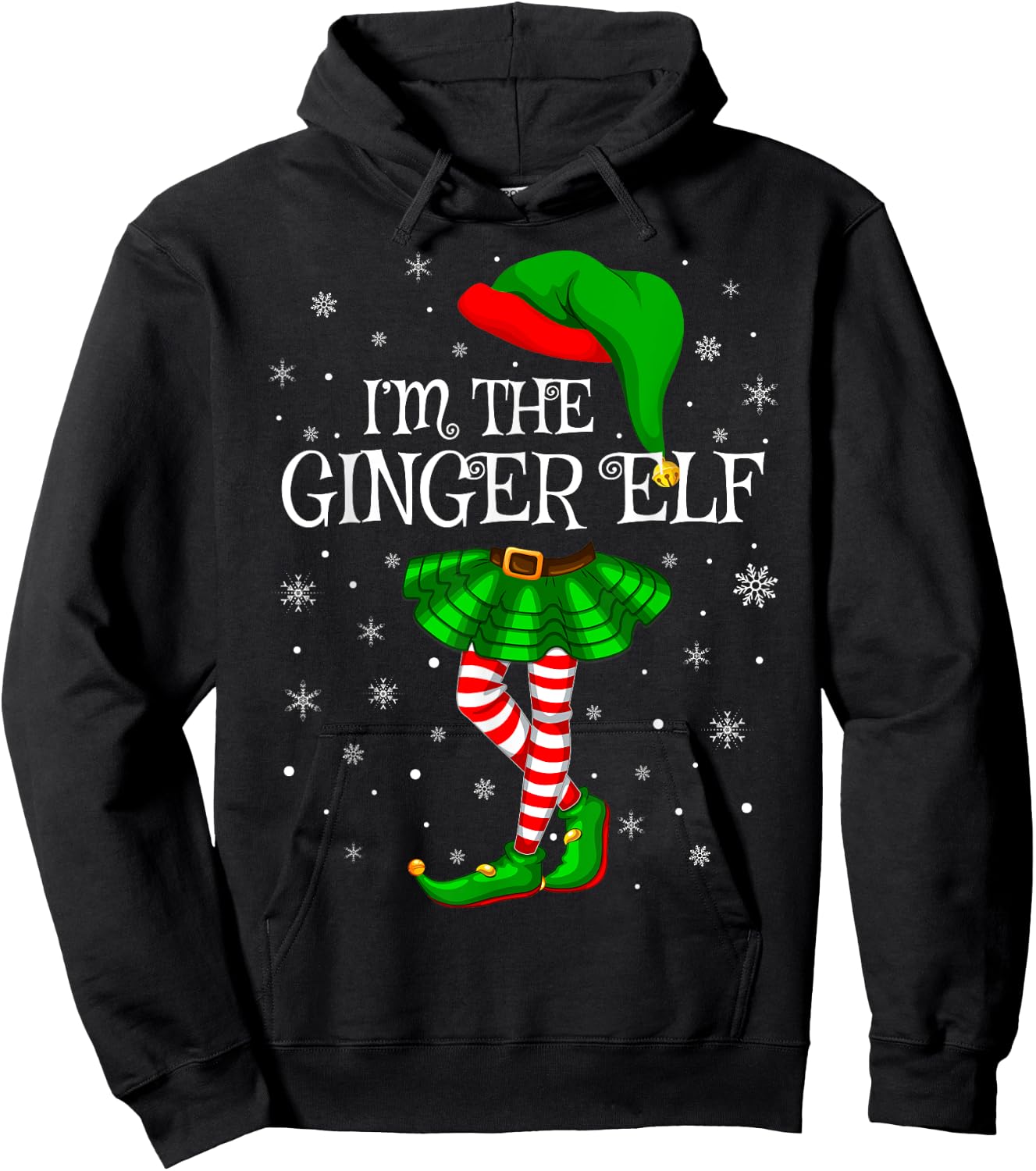 Family Matching Women Girls I'm The Ginger Elf Christmas Hoodie - Hoodie | Black