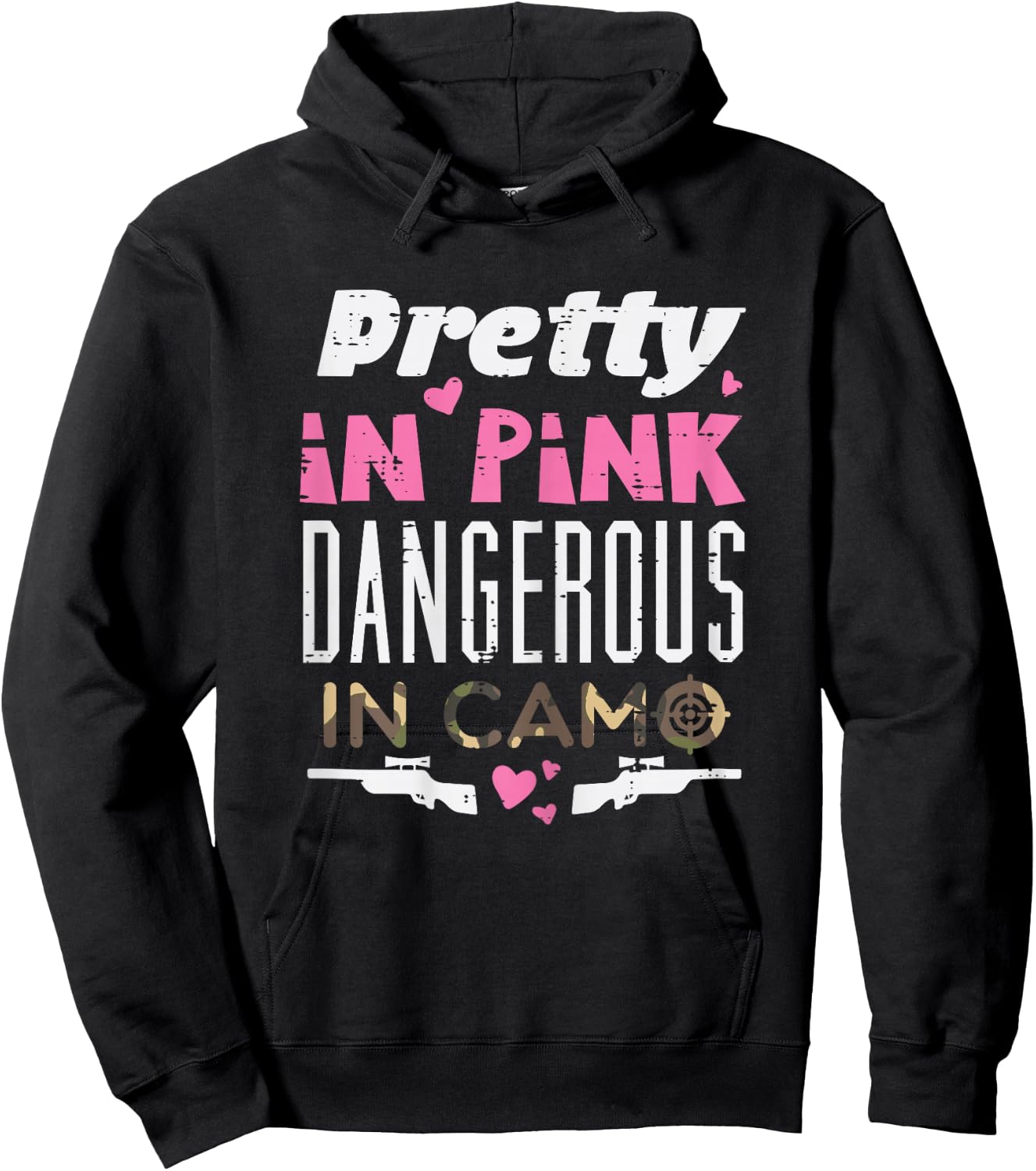 Pretty Pink Dangerous Camo Hunting Hunter Women Girls Kid Hoodie - Hoodie | Black