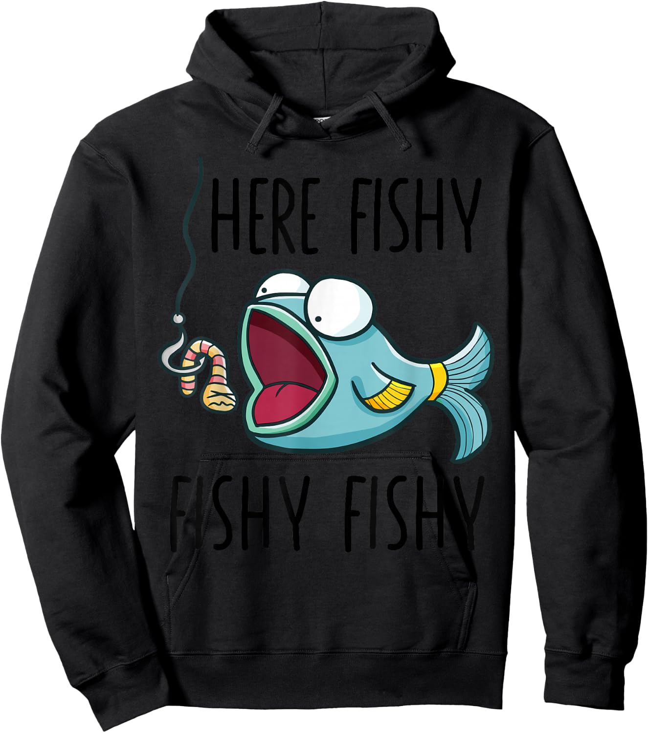 Here-Fishy Shirt Kids Toddler Girls Cute Fish Funny Fishing Hoodie - Hoodie | Black