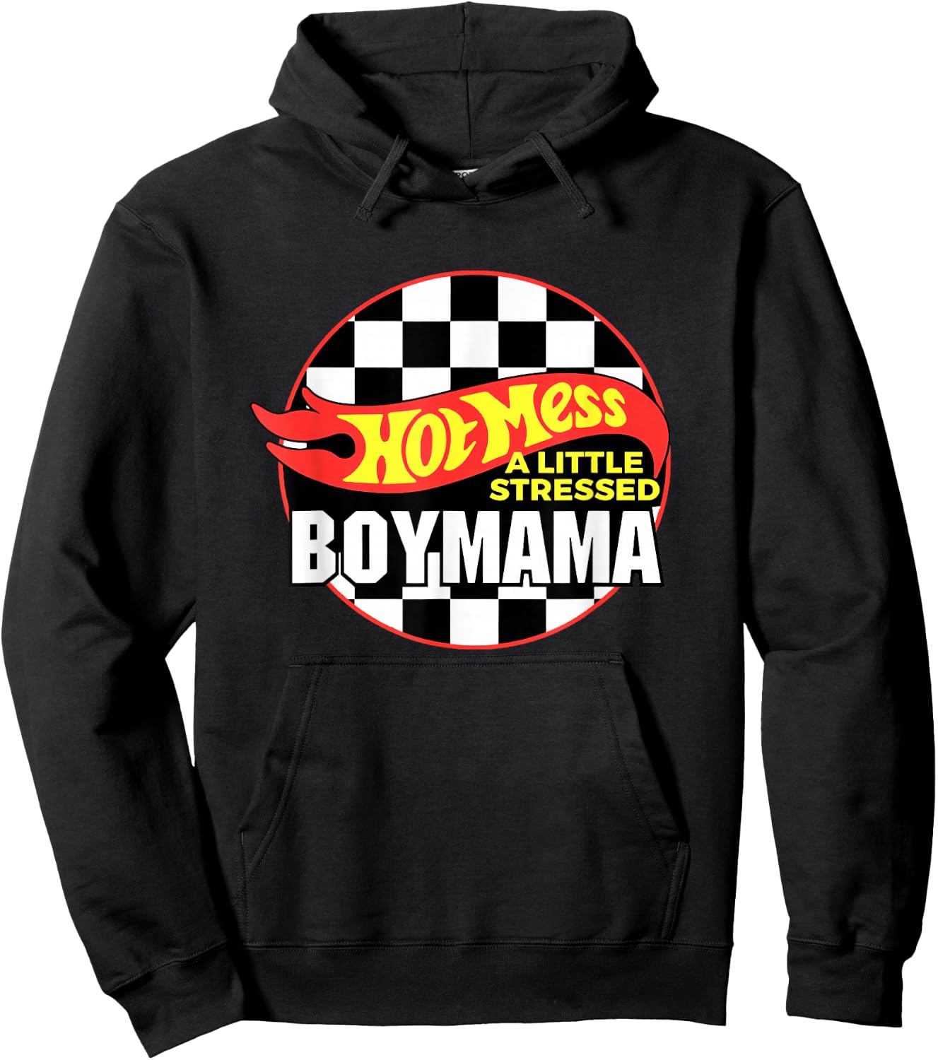 Gifts For Mom Hot Mess A Little Stressed Boy Mama Hoodie - Hoodie | Black