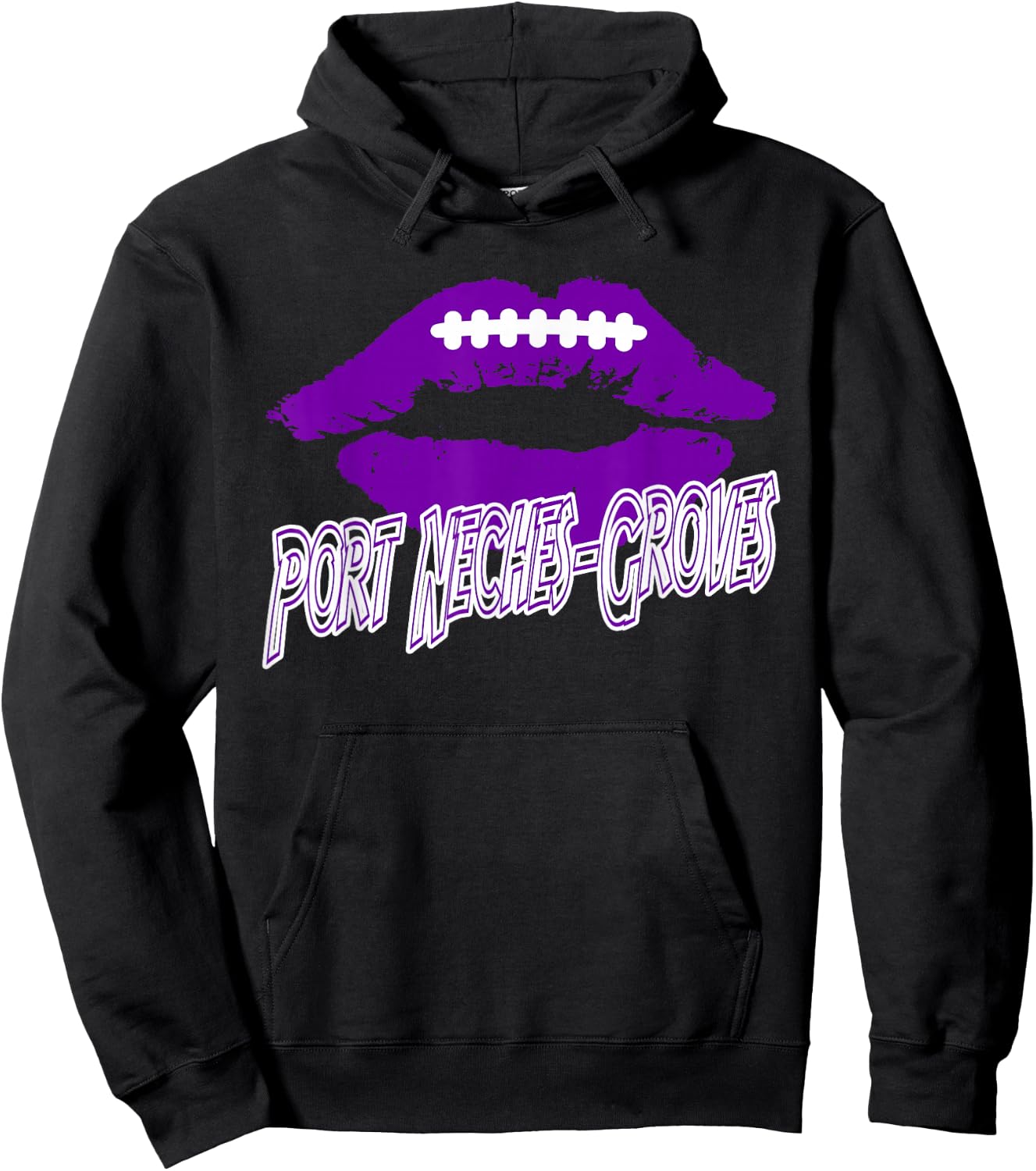 Port Neches-Groves High School Indians Football Lips PNG Hoodie - Hoodie | Black