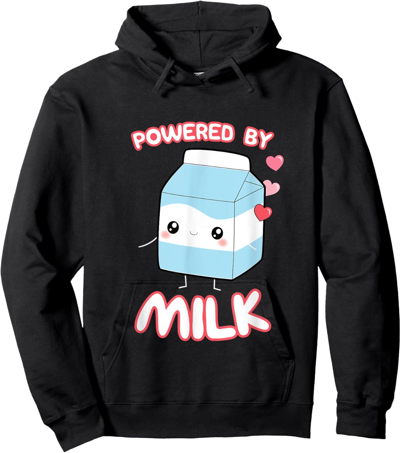 Powered By Milk, Kawaii Milk Otaku Top Hoodie - Hoodie | Black