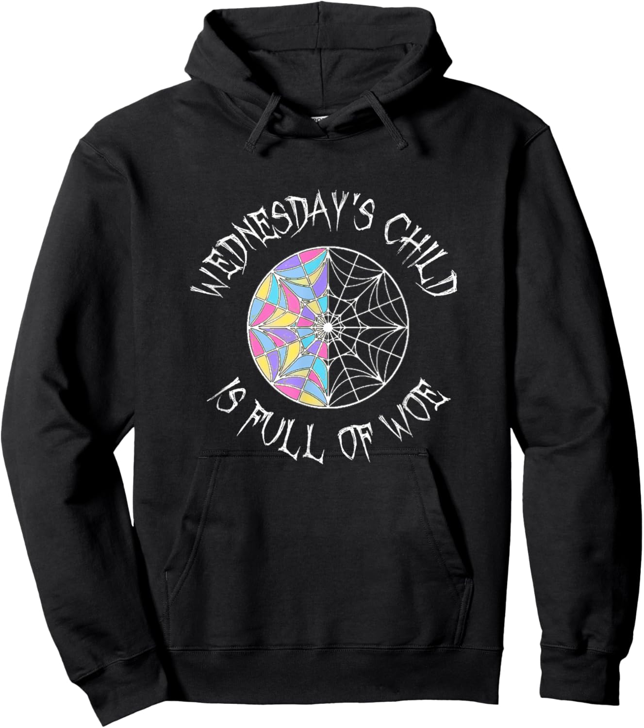 Wednesday's Child is Full of Woe Black Round Colored Window Hoodie - Hoodie | Black