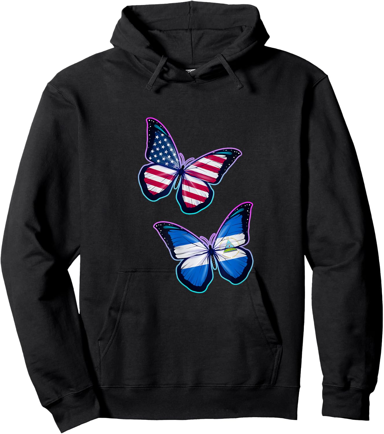 Nicaragua and the USA bicultural roots. Butterfly version Hoodie - Hoodie | Black