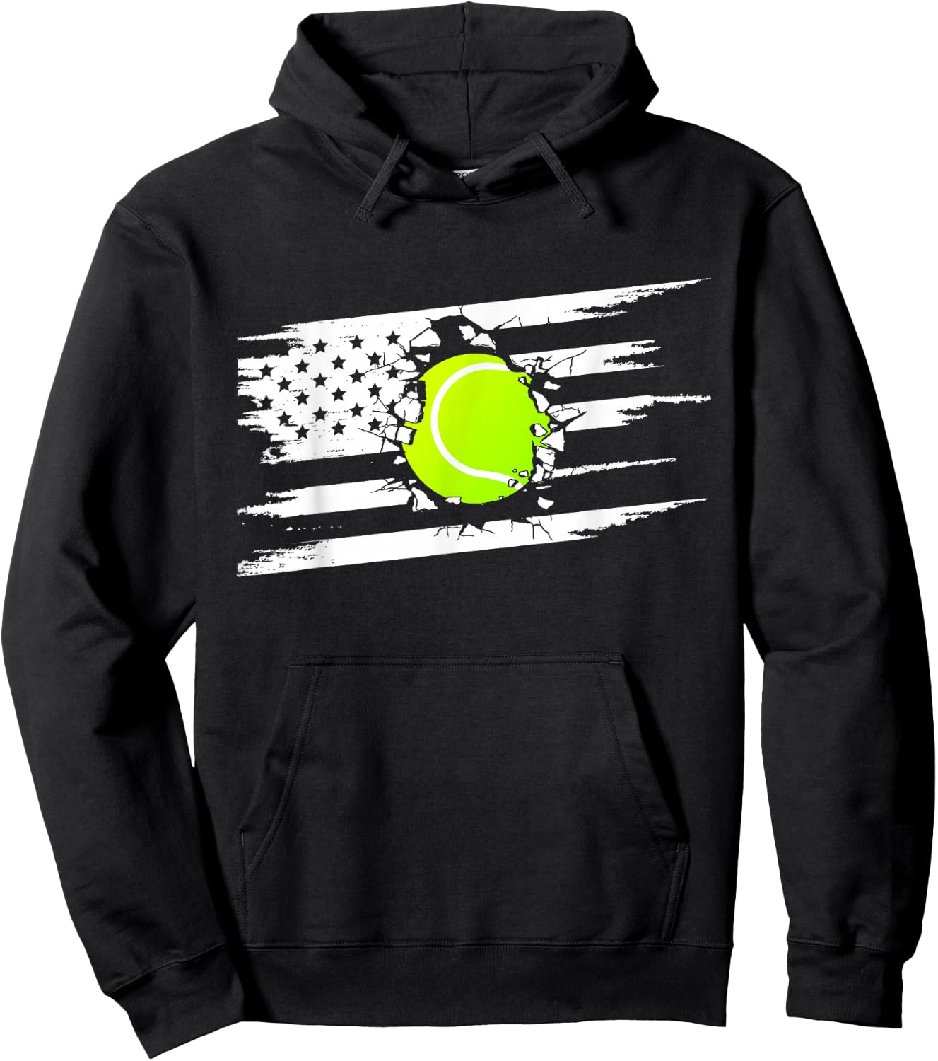 American Flag Tennis Apparel - Tennis Hoodie - Hoodie | Black